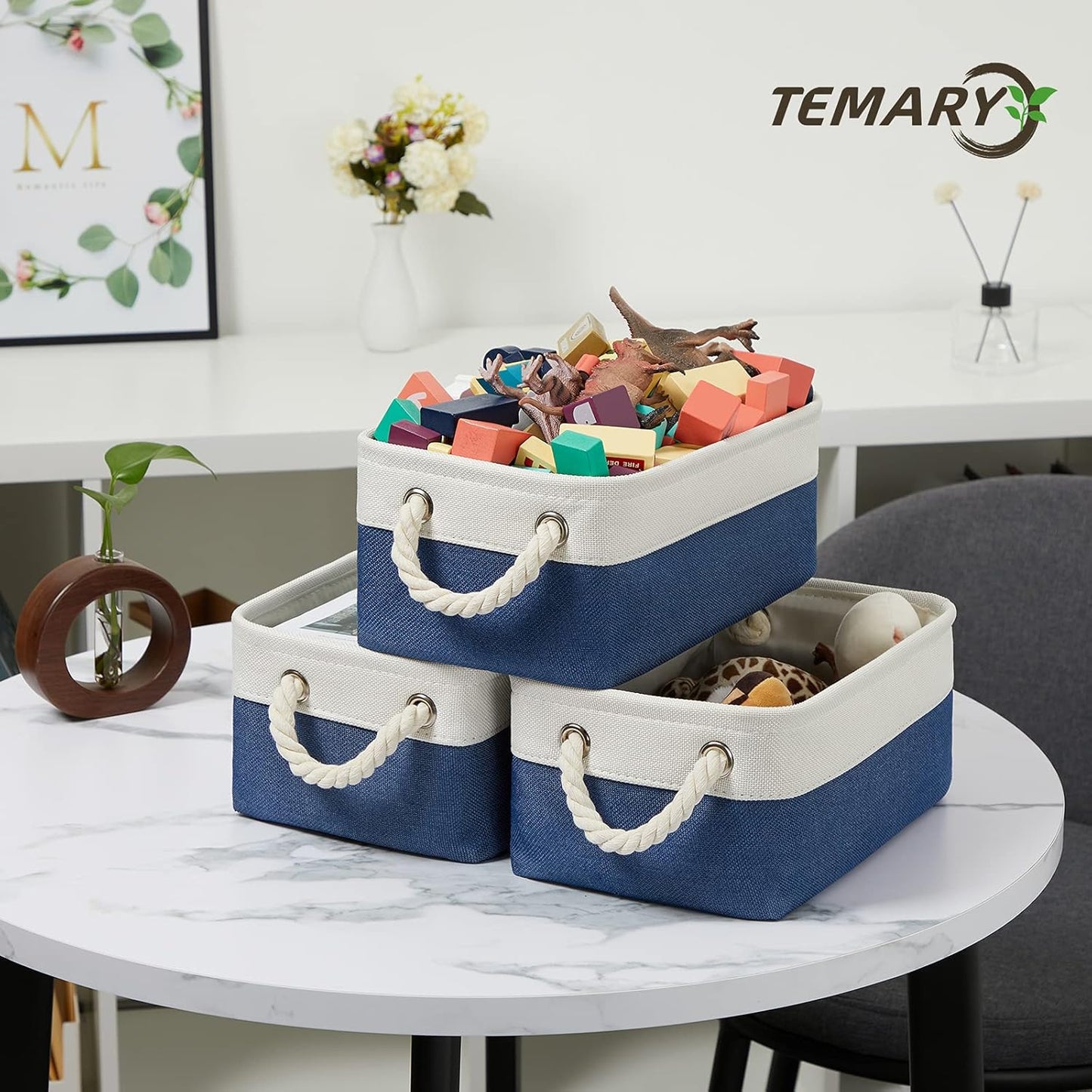 Temary Small Storage Baskets for Shelves, 6 Pcs Empty Gift Baskets for Organizing Clothes, Books