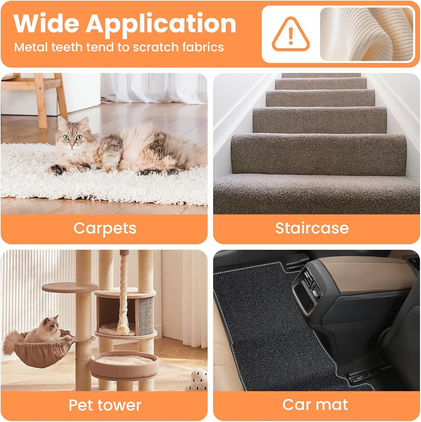 3 in 1 Carpet Rake for Pet Hair Removal, Tool Set of 3, 55” Long Handle Carpet Pet Hair Removal