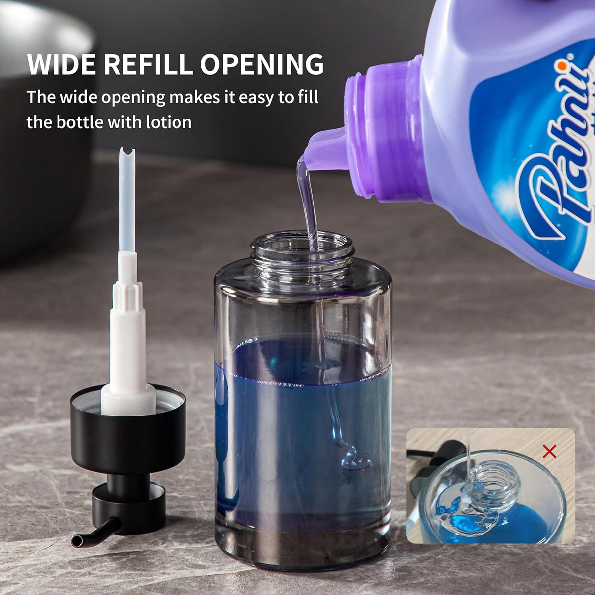 Enra Foaming Soap Dispenser, 12oz Black Thick Glass Bathroom and Kitchen Soap Dispenser with