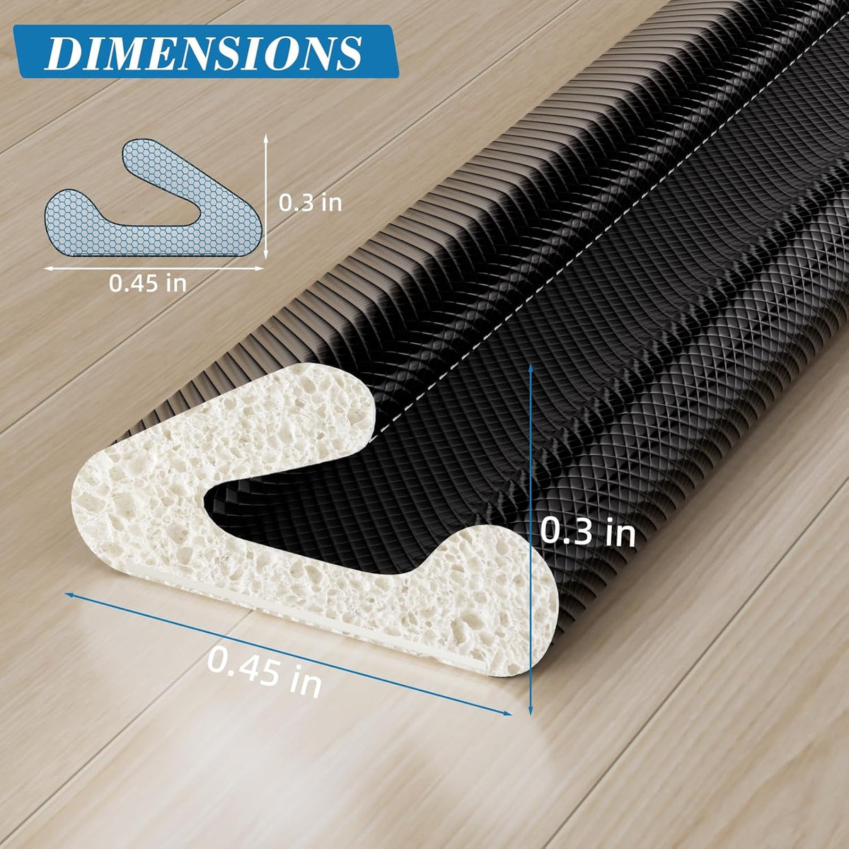 V-Shaped Weather Stripping Door Seal, 52.5FT Draft Stopper for Doors/Windows, Gaps, Dustproof