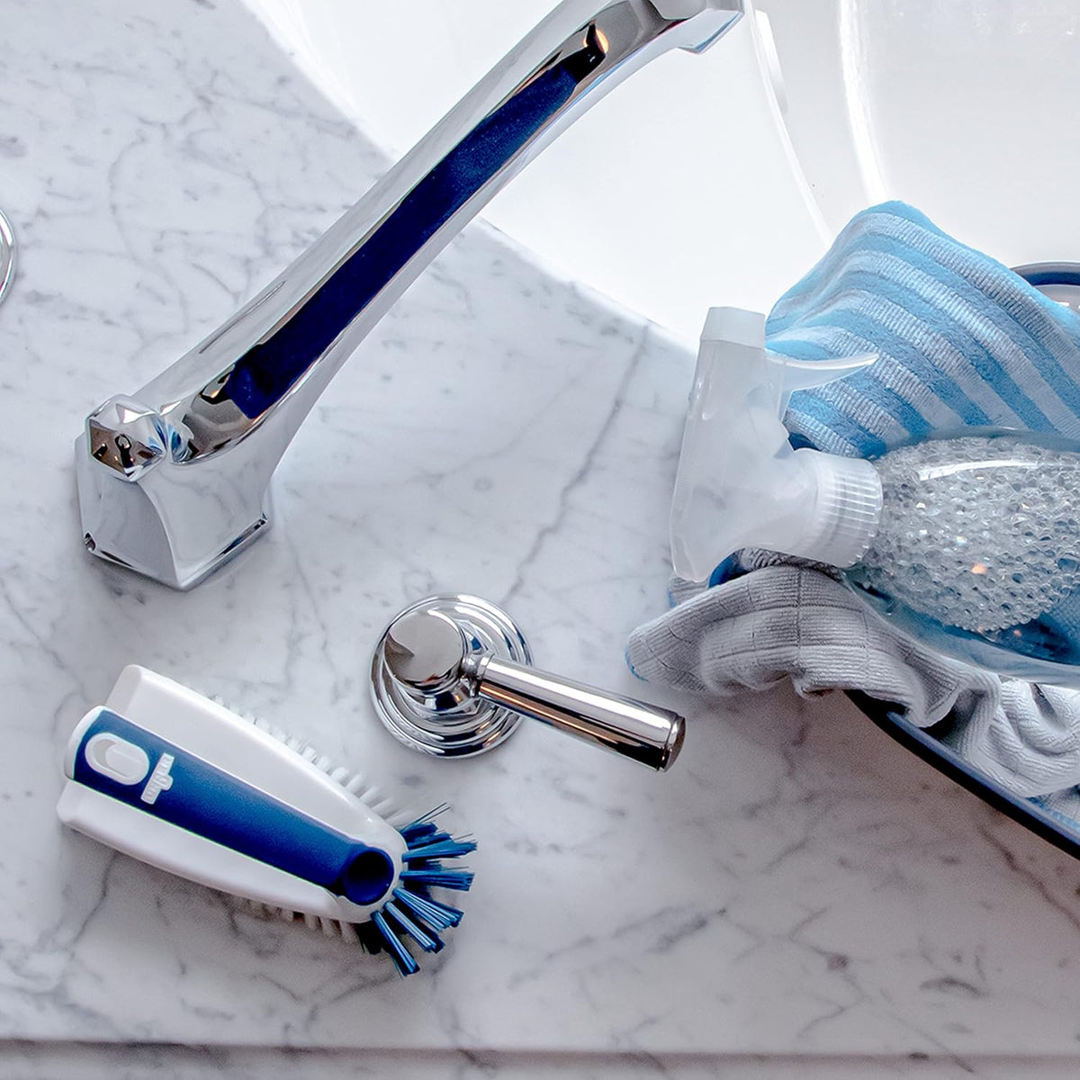Unger Multi-Purpose Counter and Fixture Scrub Brush, Non-Slip Small Household Cleaning Supplies
