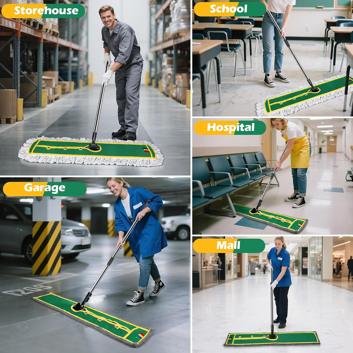 42" Commercial Dust Mop for Floor Cleaning, MASTERTOP Large Flat Mop with Long Handle, Sweeping