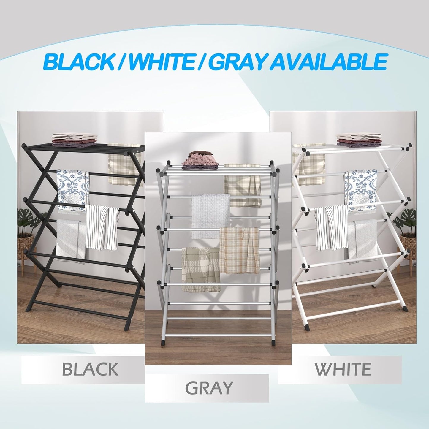 Household Indoor Folding Clothes Drying Rack, Dry Laundry and Hang Clothes,Towel Rack for Storage