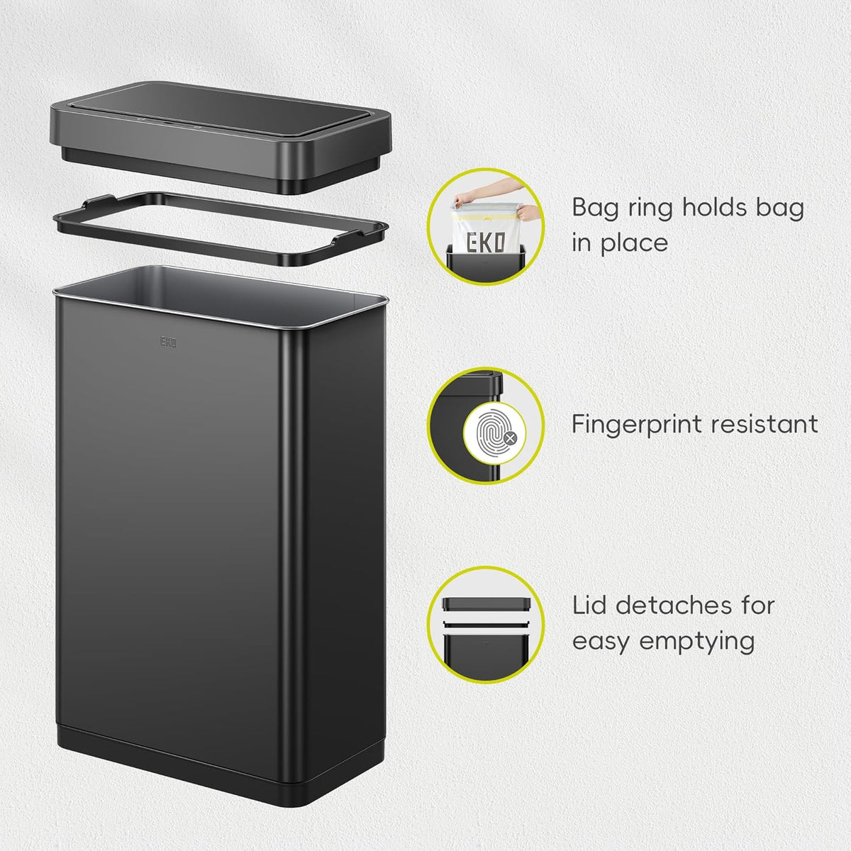 EKO Mirage X 80 Liter / 21.1 Gallons Motion Sensor Trash Can, Automatic Large Kitchen Trash Can