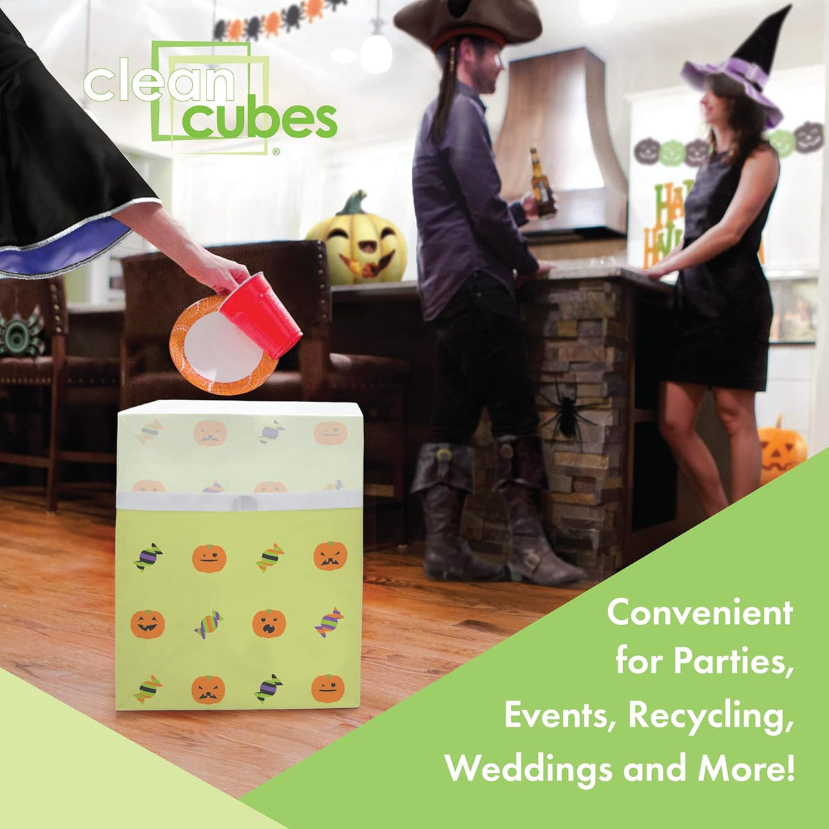 13 Gallon Disposable Pop-Up Trash Cans (3-Pack) with Fitted Bags – Foldable Garbage & Recycling