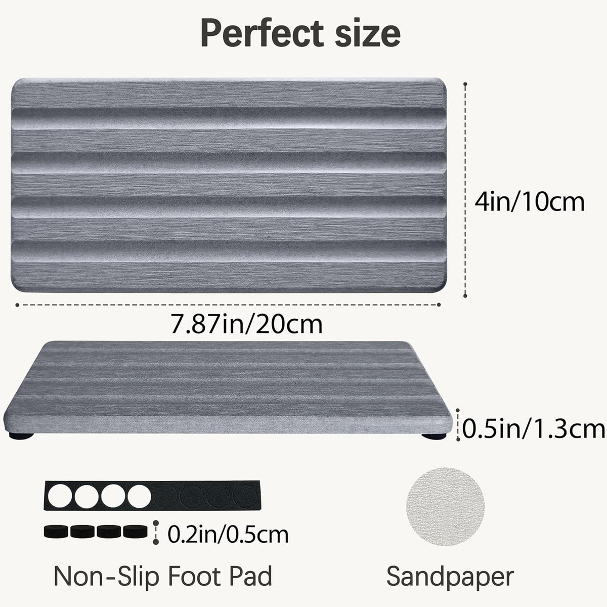 2 PCS Water Absorbing Stone Trays for Bathroom Sink & Kitchen Counter, Fast-Drying Diatomite Sink