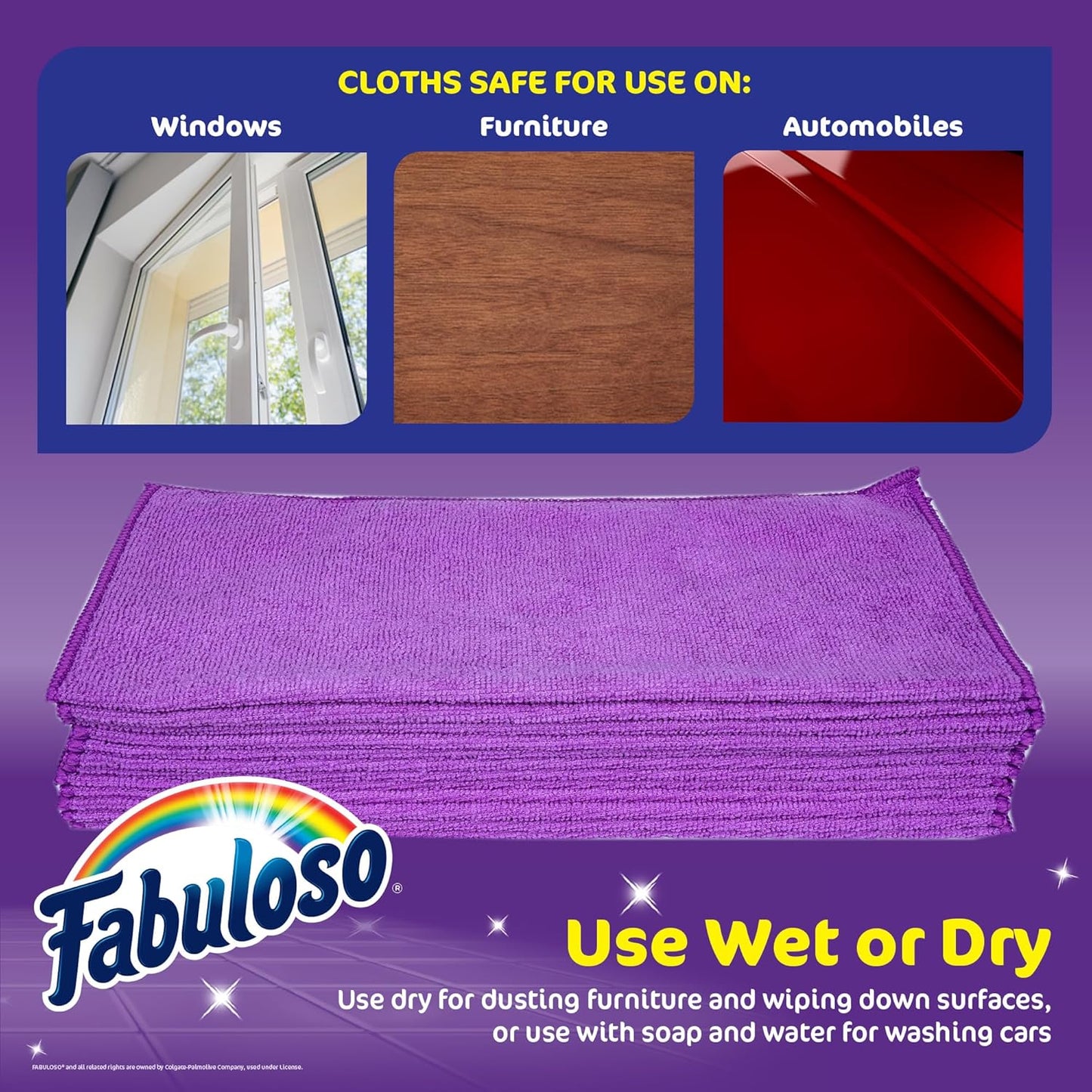 Fabuloso Microfiber Cleaning Cloths, Purple - Lint-Free, Scratch-Free Cleaning Cloths for Surfaces