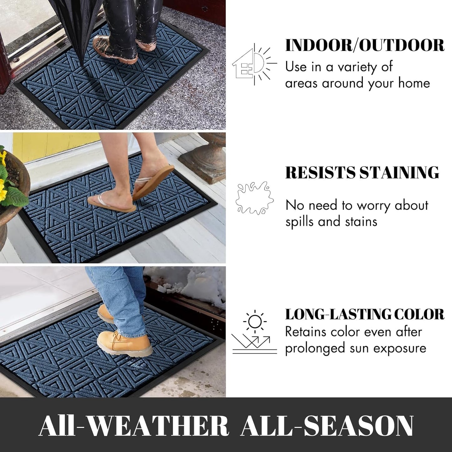 Yimobra Large Door Mat 47x24, All-Weather Waterproof Non-Slip Welcome Matt Outdoor, Heavy Duty Non