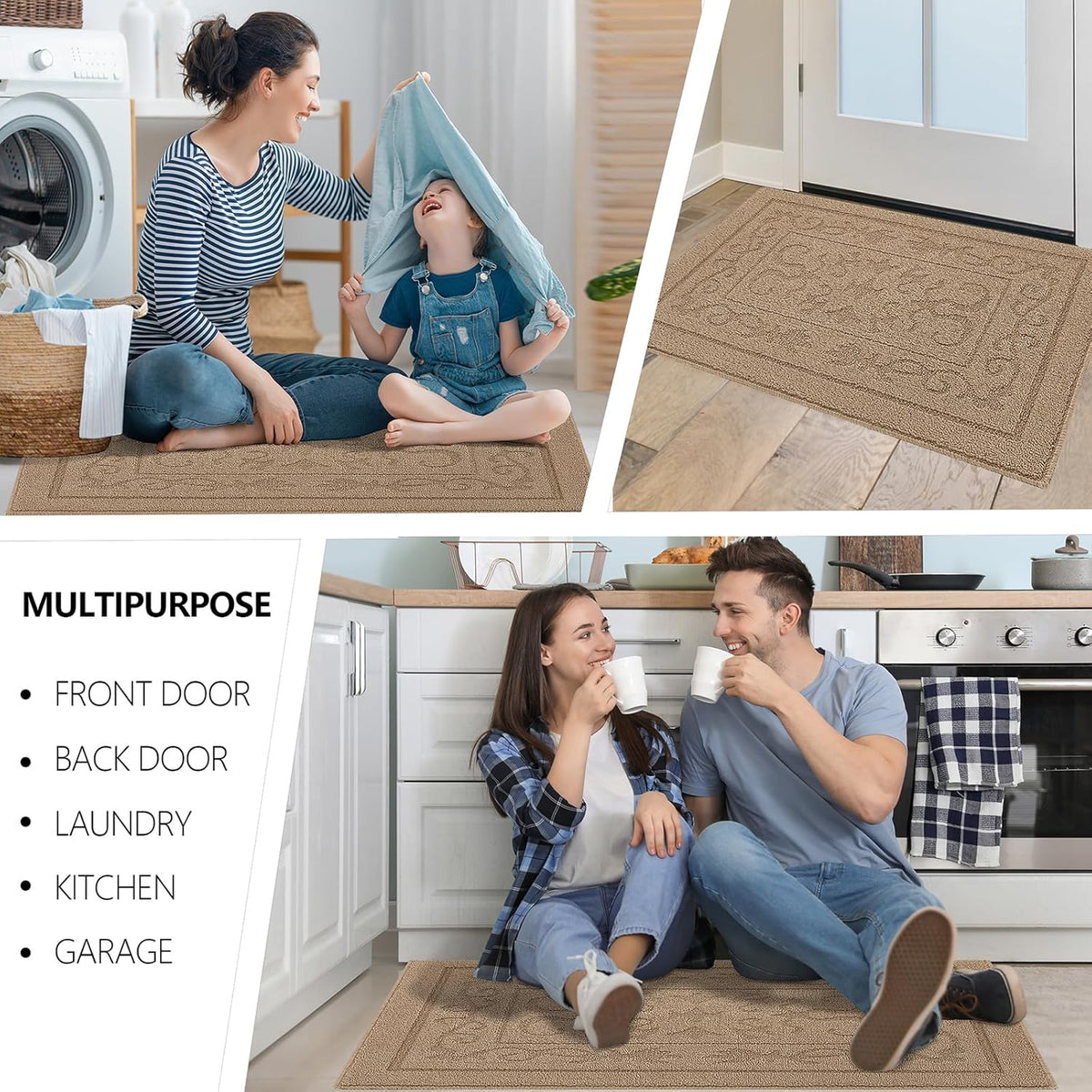 FONEYI Indoor Door Mat 20" x 32", Dirt Trapper Door Mats Non-Slip Entryway Rugs Washable, Absorbent