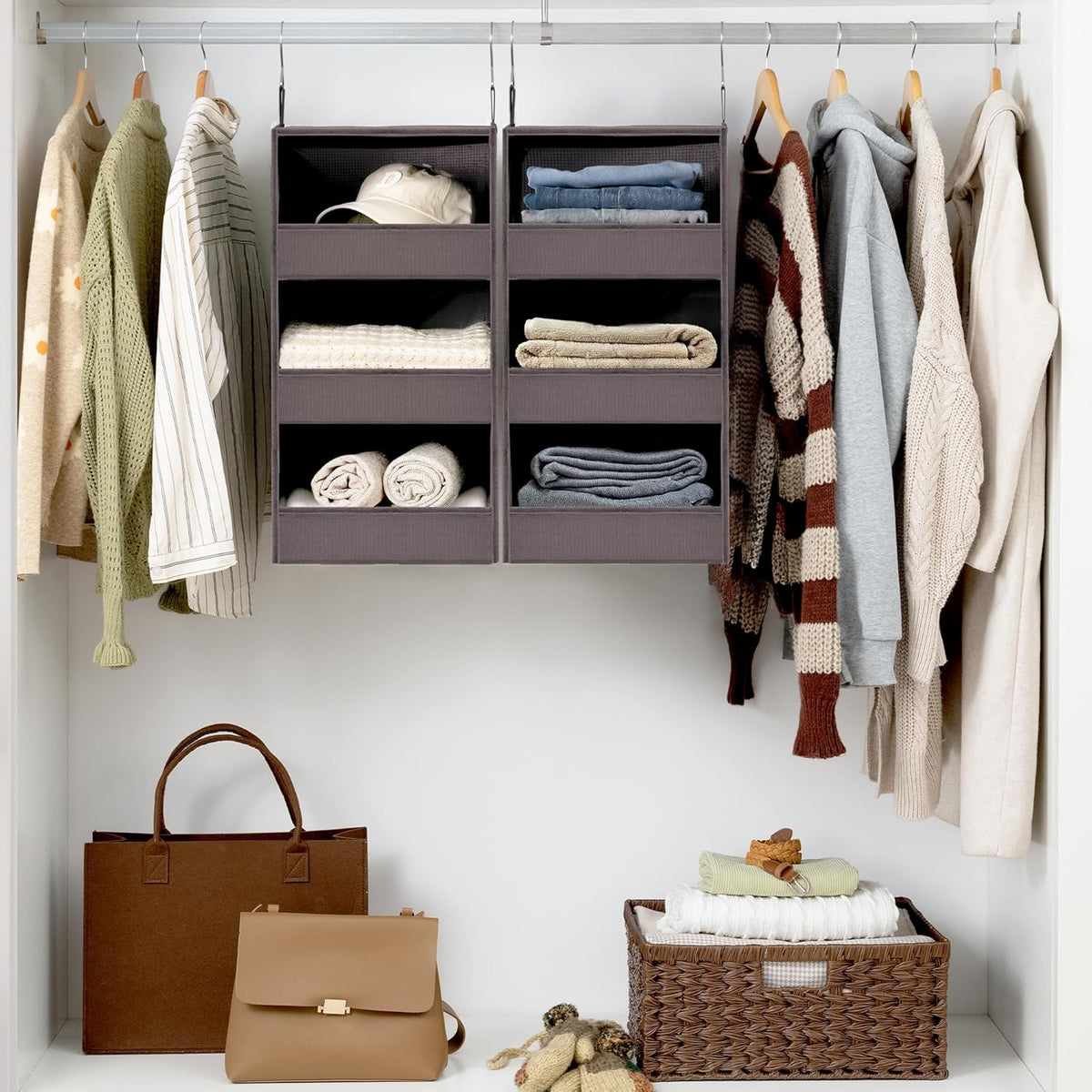GRANNY SAYS 3 Shelf Hanging Closet Organizers and Storage, Collapsible Closet Storage Organizer