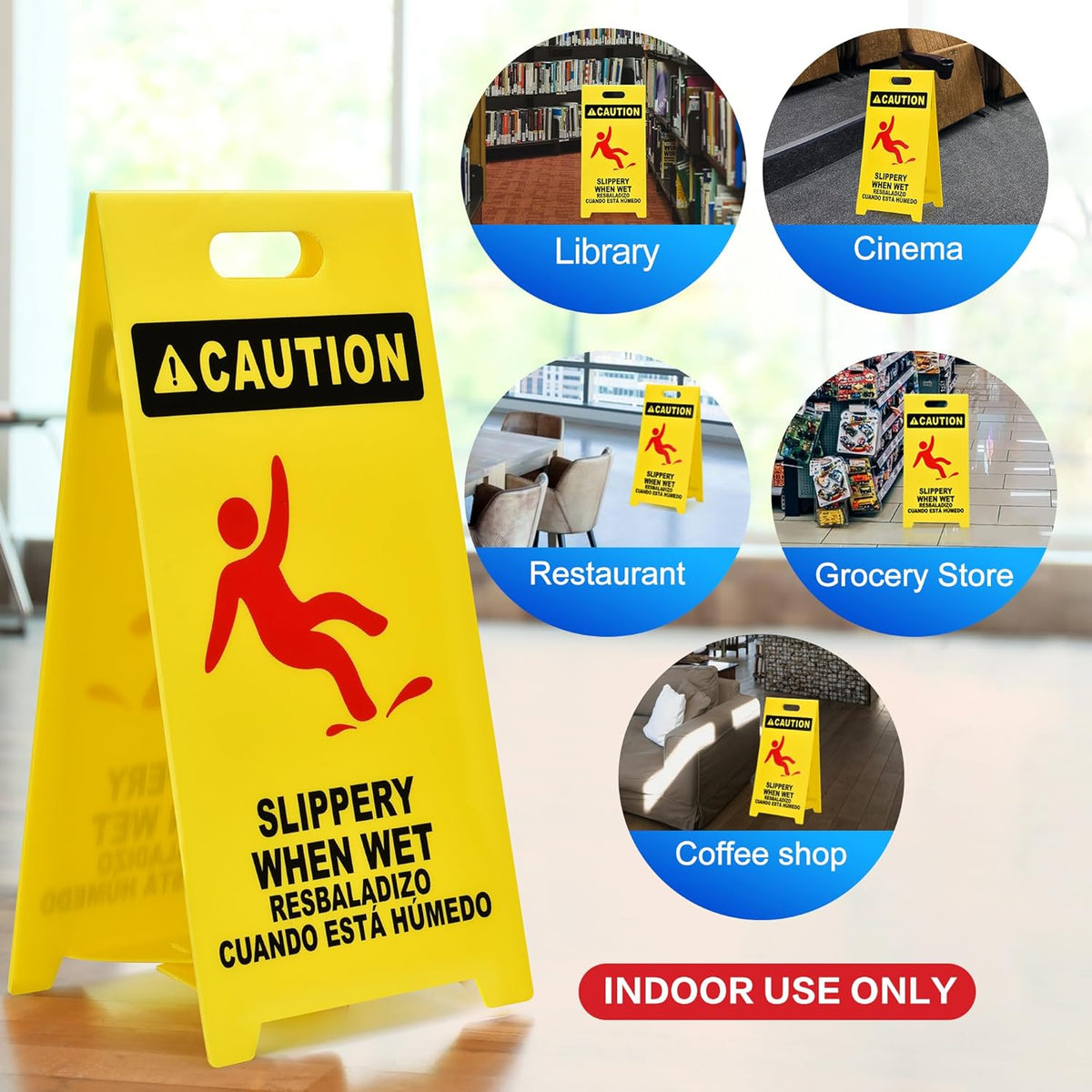 MATTHEW CLEANING 25'' Industrial Wet Floor Sign 6 Pack 2-Sided Durable Corrugated Plastic Birght