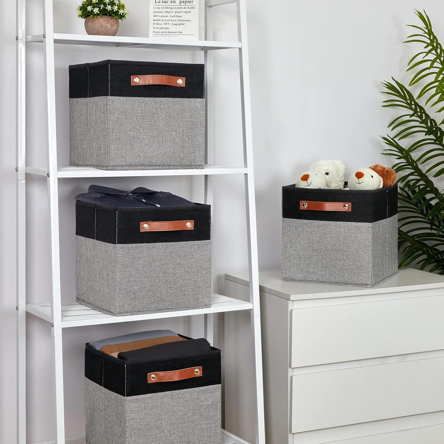 Temary 11 x 11 Cube Storage Bins Fabric Storage Cubes for Shelf, Closet, 4 Pack Cube Basket for