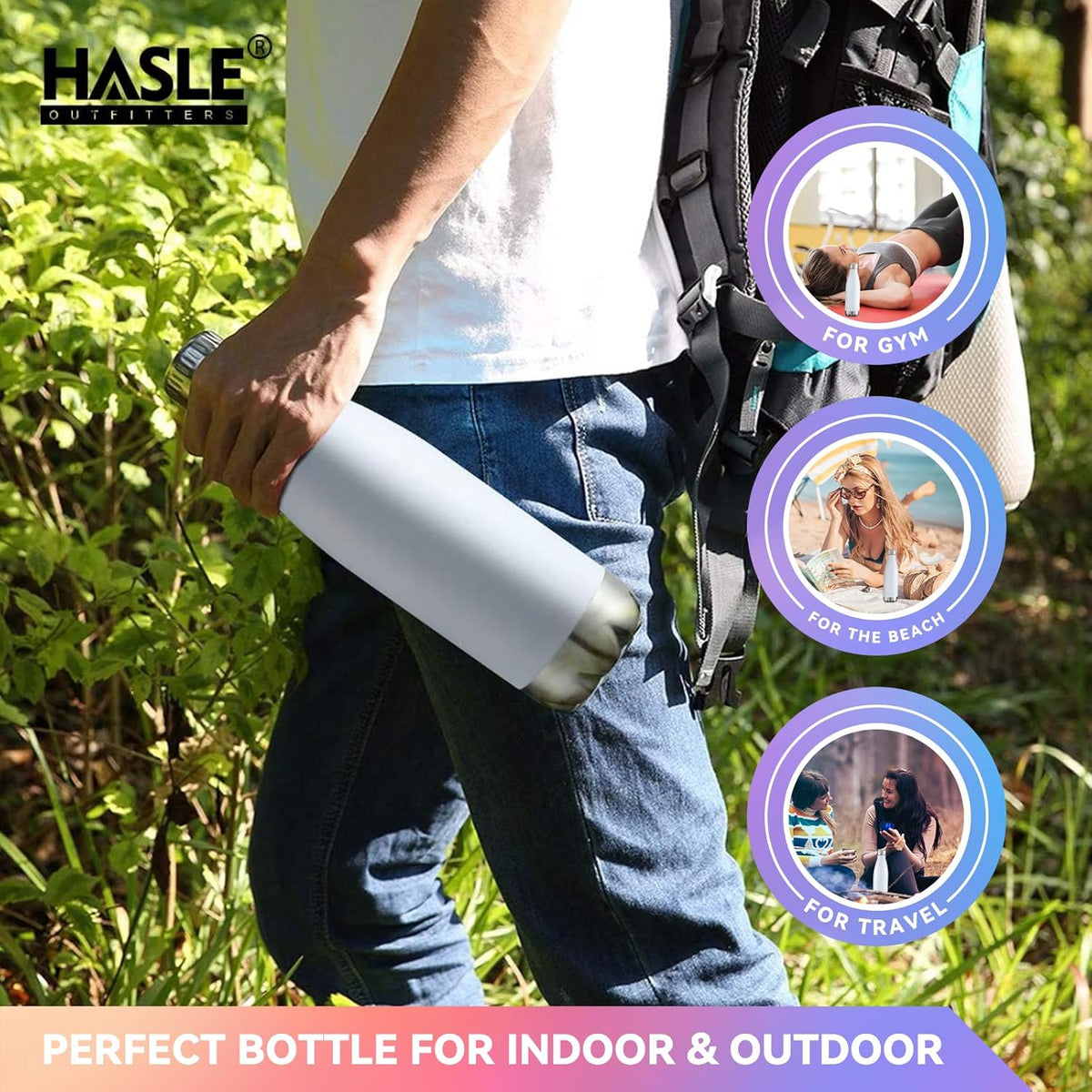 HASLE OUTFITTERS 17oz Stainless Steel Water Bottles Bulk, Vacuum Insulated Water Bottles Double