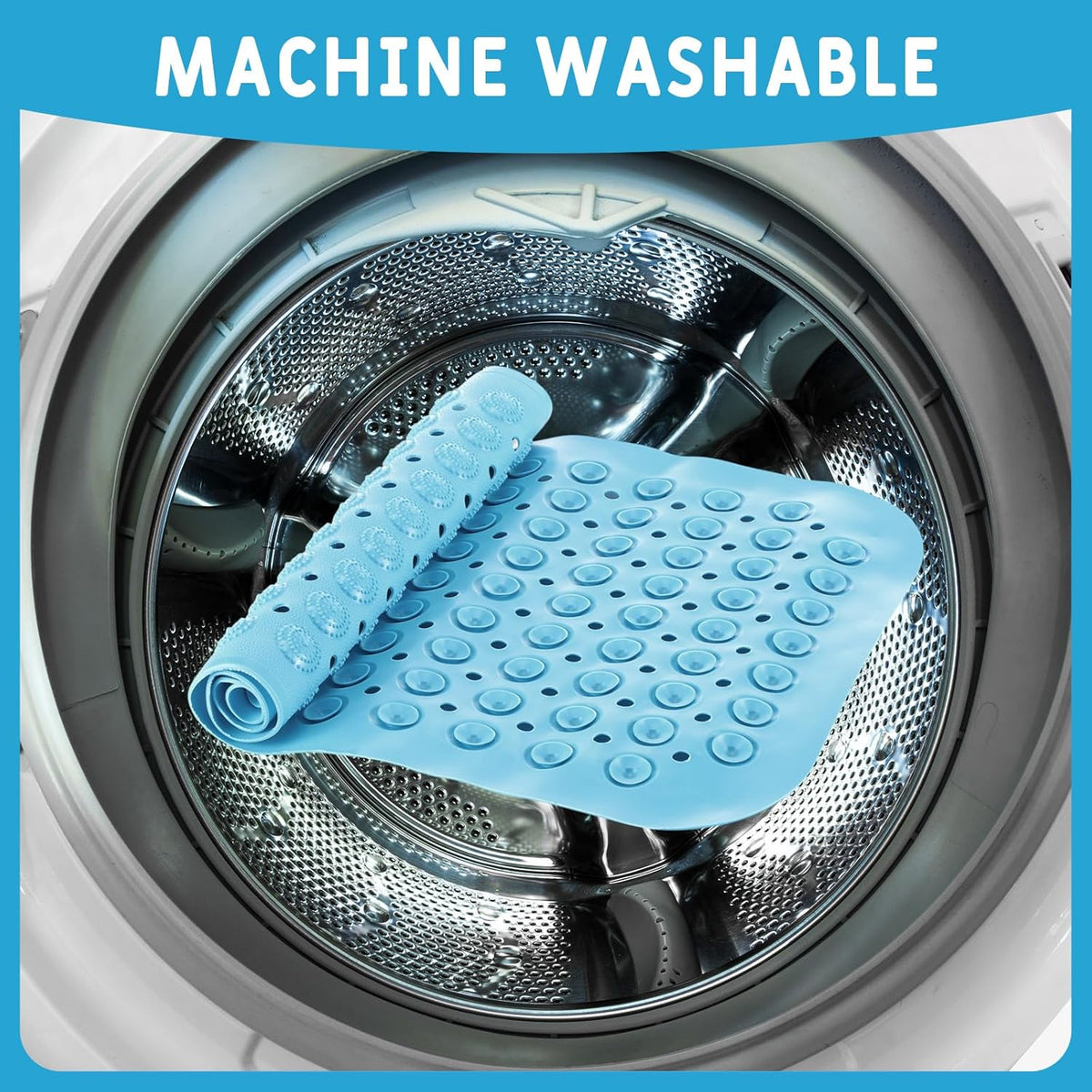Dunzy 12 Pcs Non Slip Bath Mats 27.6x14.2 Inches TPE Bathtub Mats with Suction Cups Drain Holes