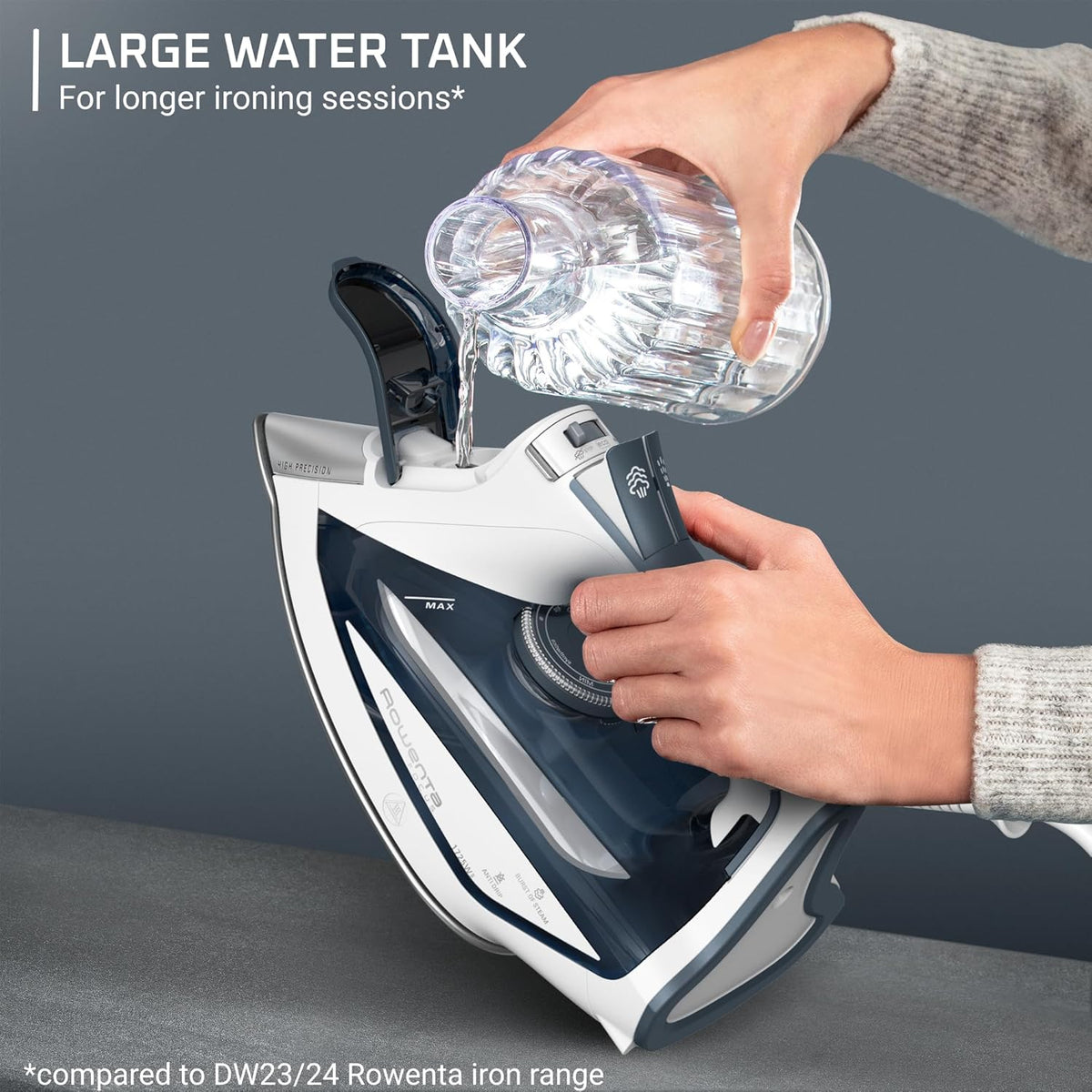 Rowenta Iron Steamer for Clothes, Focus Stainless Steel Soleplate, 400 Microsteam Holes, Powerful