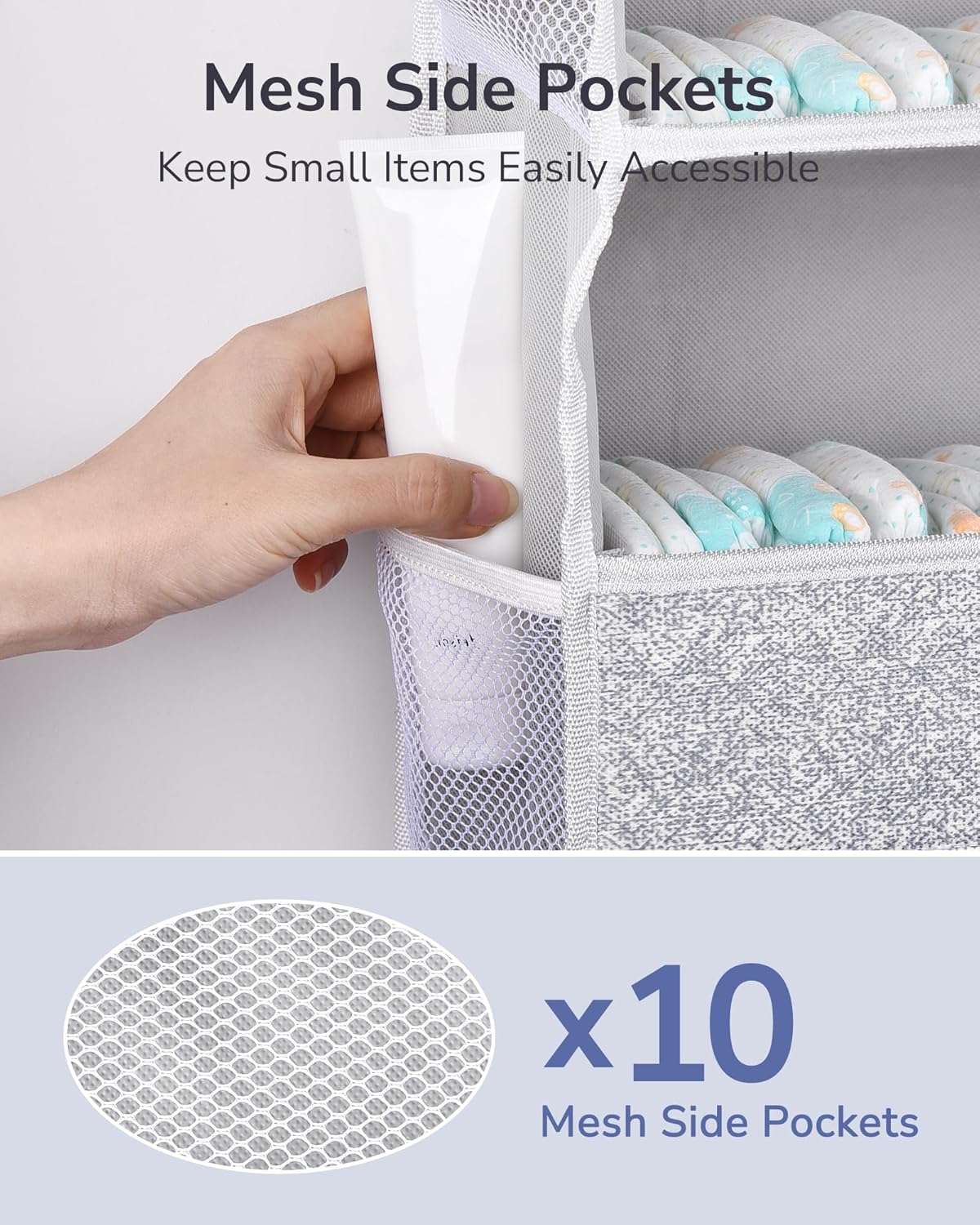 ULG 1 Pack Over Door Organizer with 5 Large Pockets 10 Mesh Side Pockets, Upgraded Linen Texture