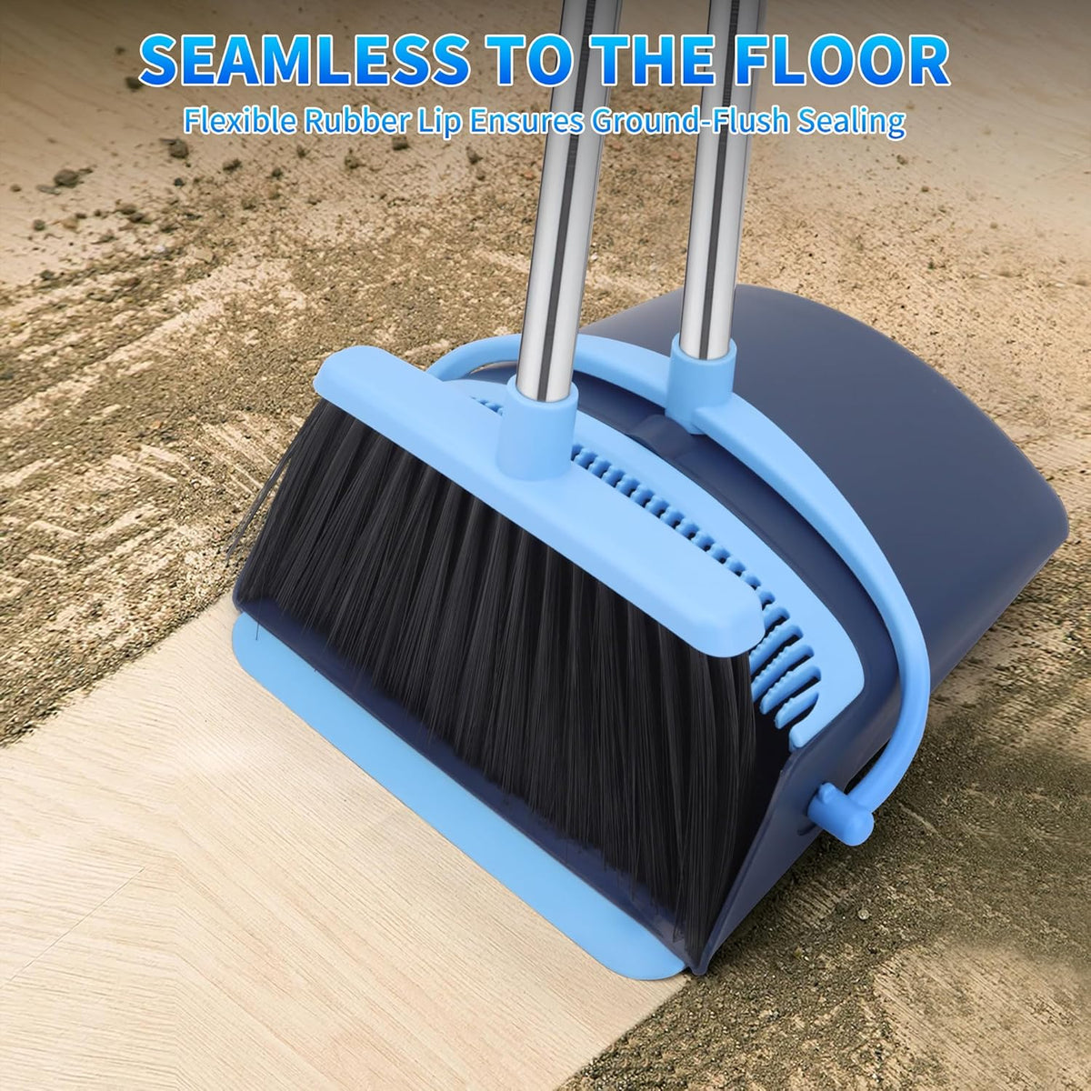 Broom and Dustpan Set for Home 2025 Indoor Outdoor Broom with Dustpan Combo Set Upright Dust Pans