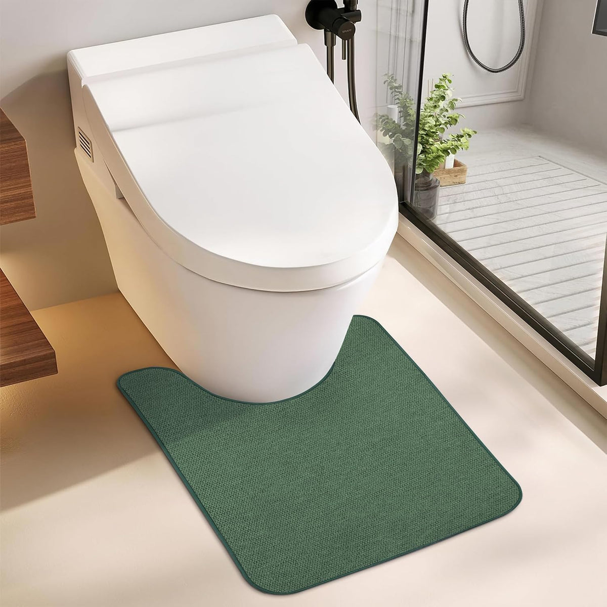 Toilet Rugs U Shaped Bathroom Rug,Machine Washable Non Slip Quick Dry Super Absorbent Ultra Thin