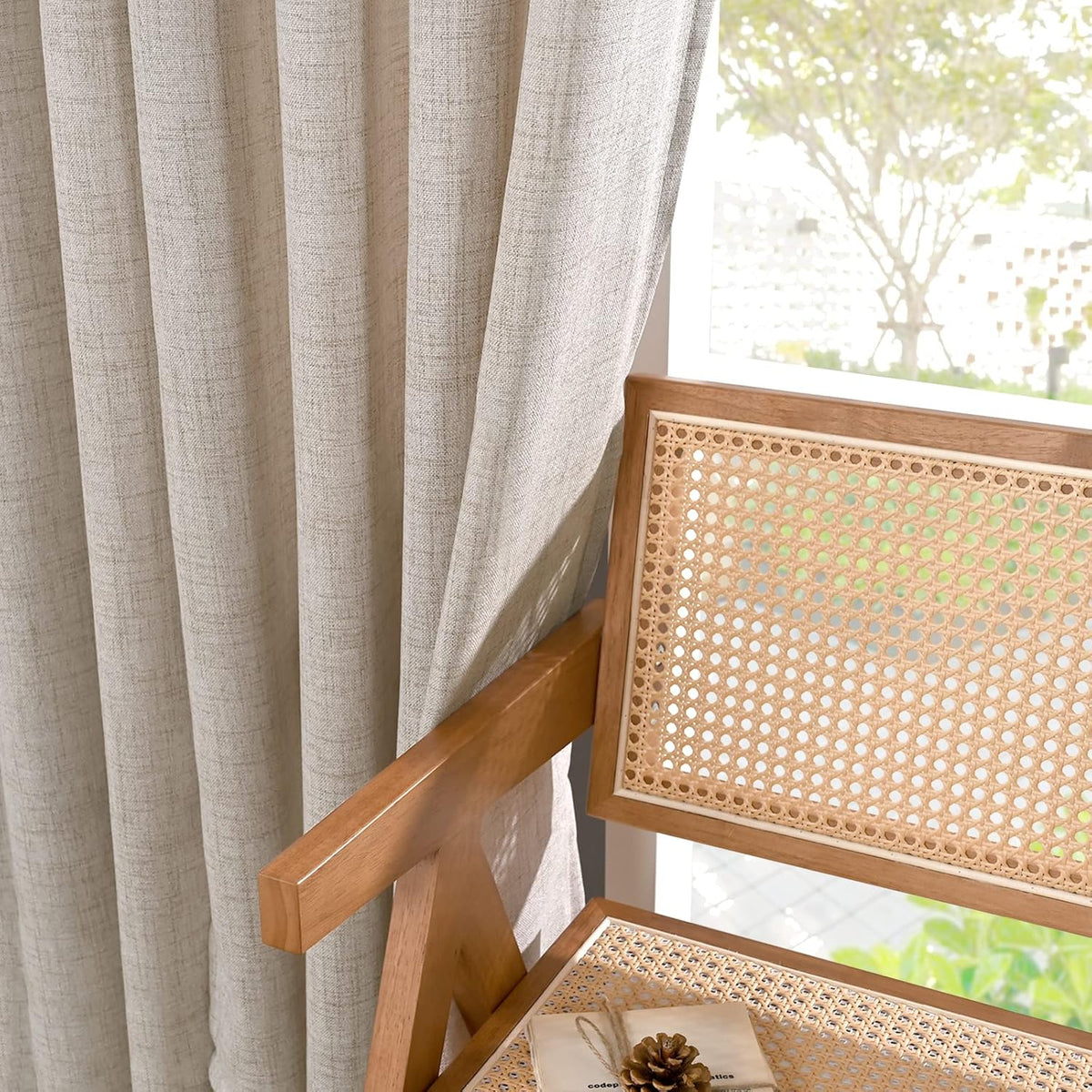 YoungsTex Cafe Linen Curtains 36 Inch Length for Kitchen Window Over Sink - Small Half Window