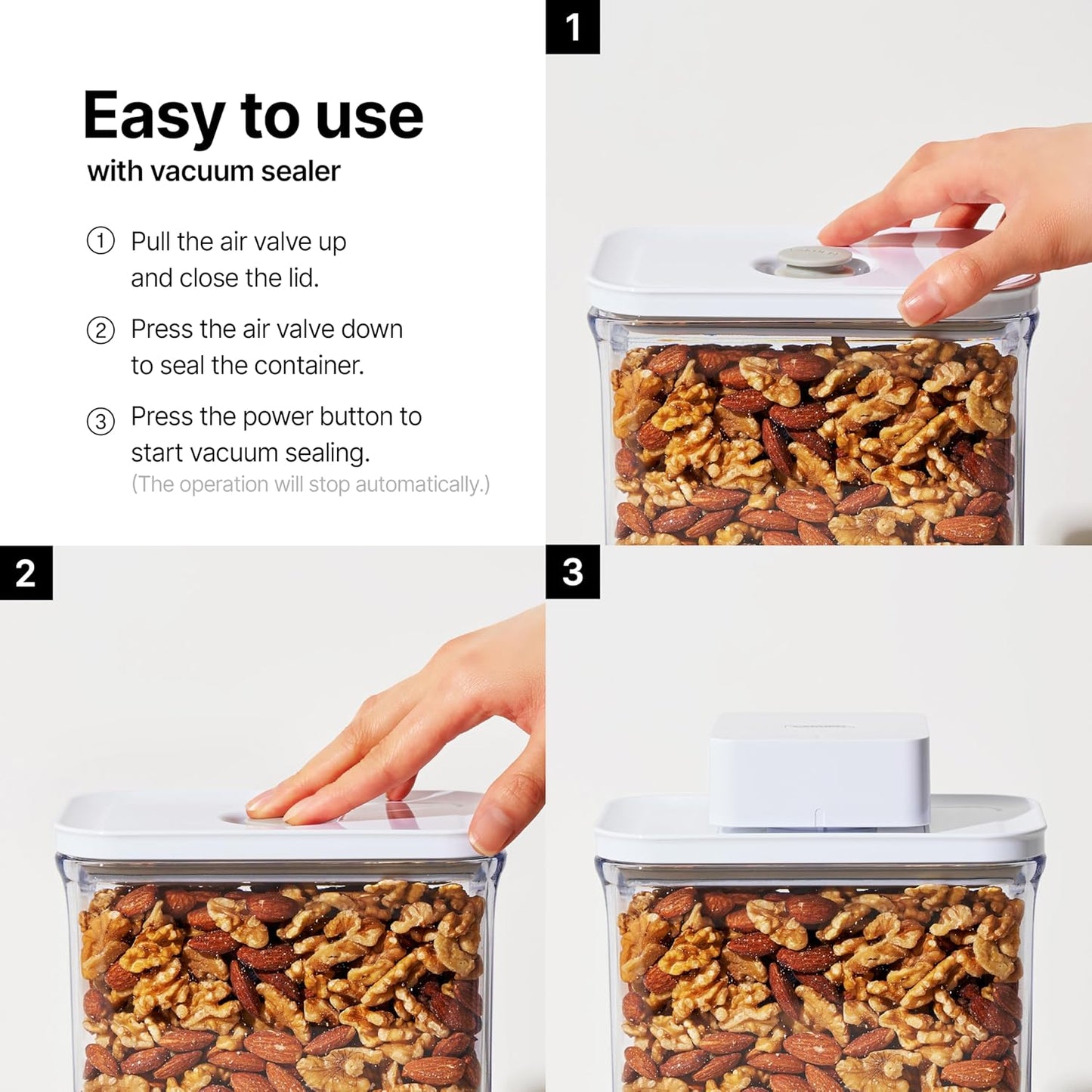 VAKUEN Premium Airtight Food Storage Containers & Vacuum Sealer Machine Starter Set, 4-piece
