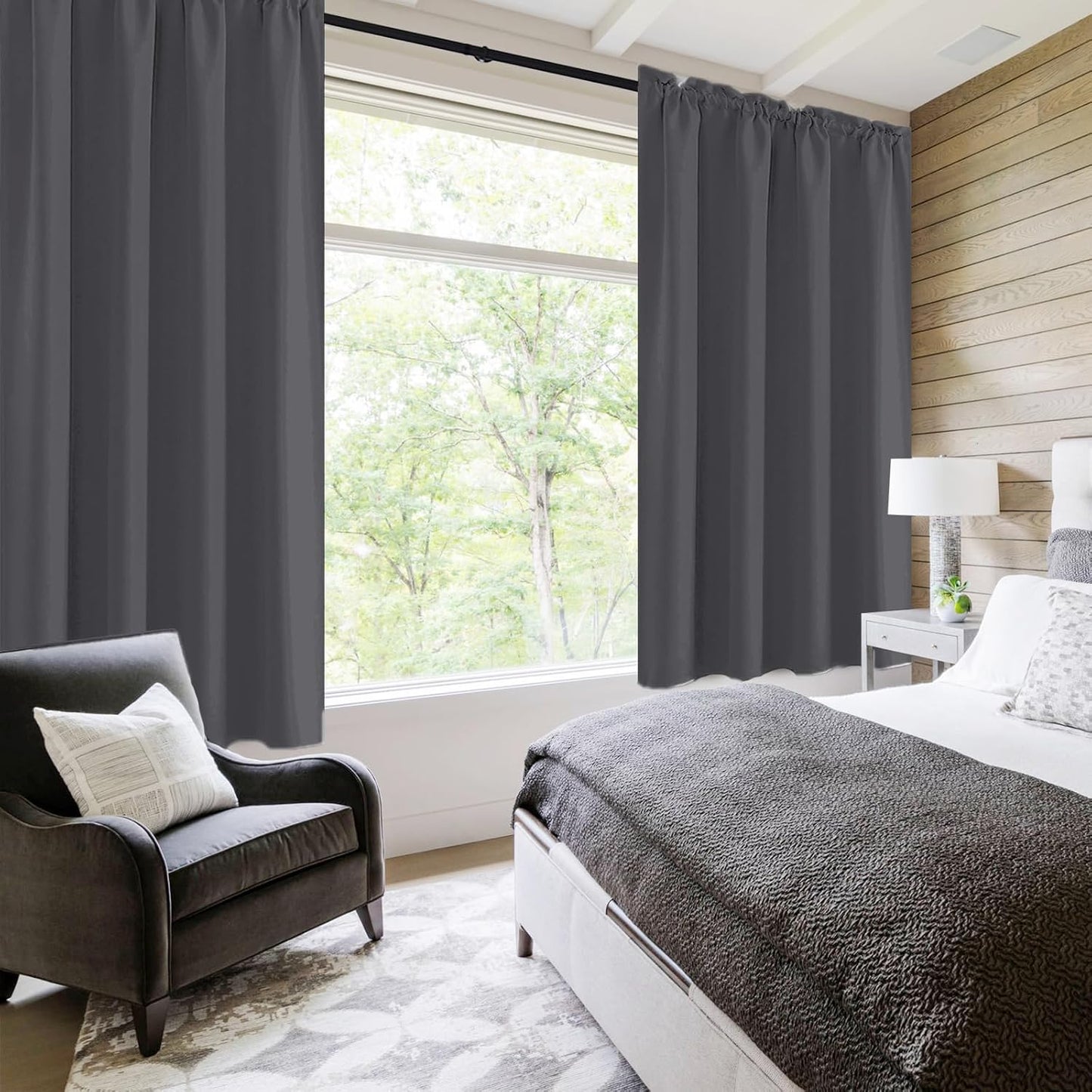 DWCN Blackout Curtains for Bedroom 72 Inch Length 2 Panels Set, Solid Thermal Insulated Energy