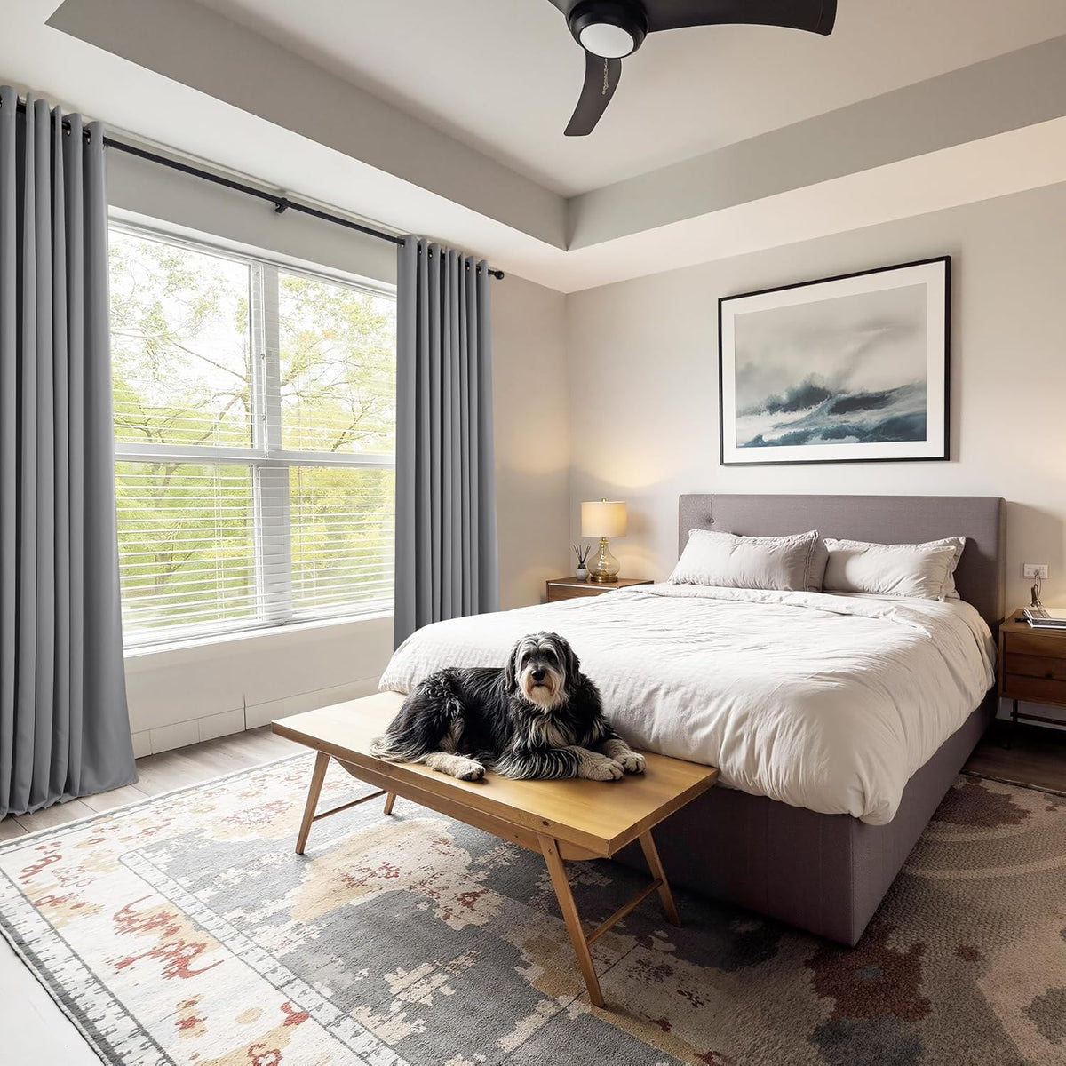 PONY DANCE Sliver Grey Curtains for Living Room - Grommet Thermal Insulated Room Darking Curtain
