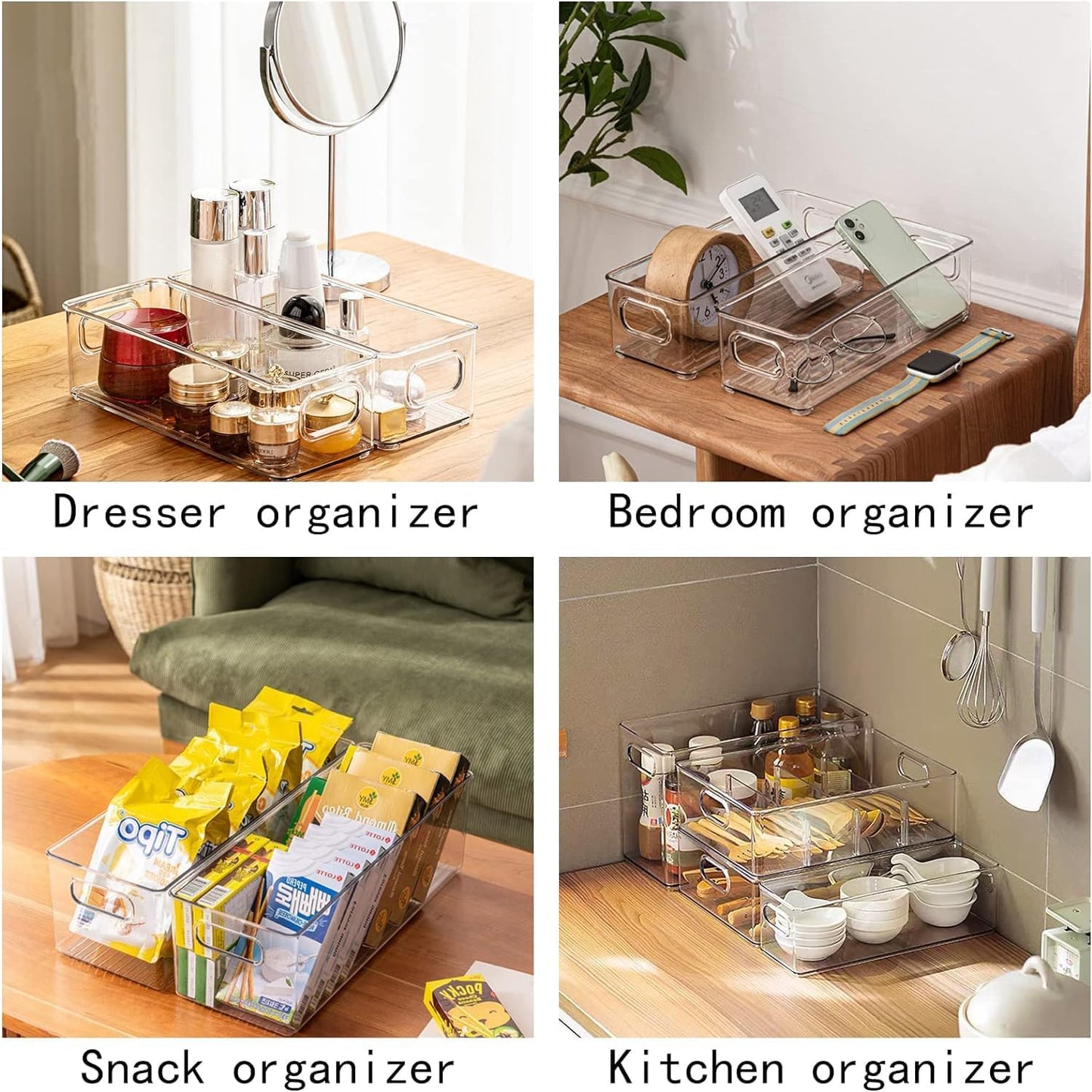 MineSign 4Pack Stackable Fridge Drawers Pull-out Storage Bins with Handle Clear Food Container for