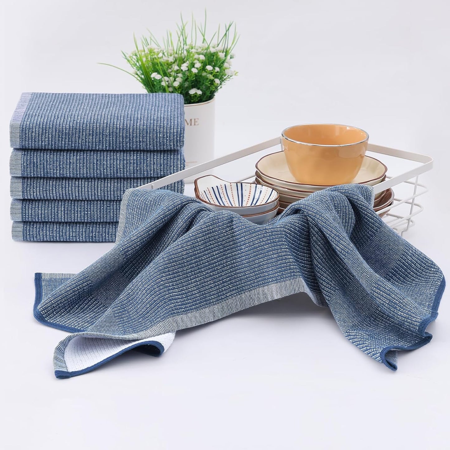 Homaxy Premium Kitchen Towels(18”x 28”, 8 Pack), Large Cotton Kitchen Hand Towels, Flat and Terry