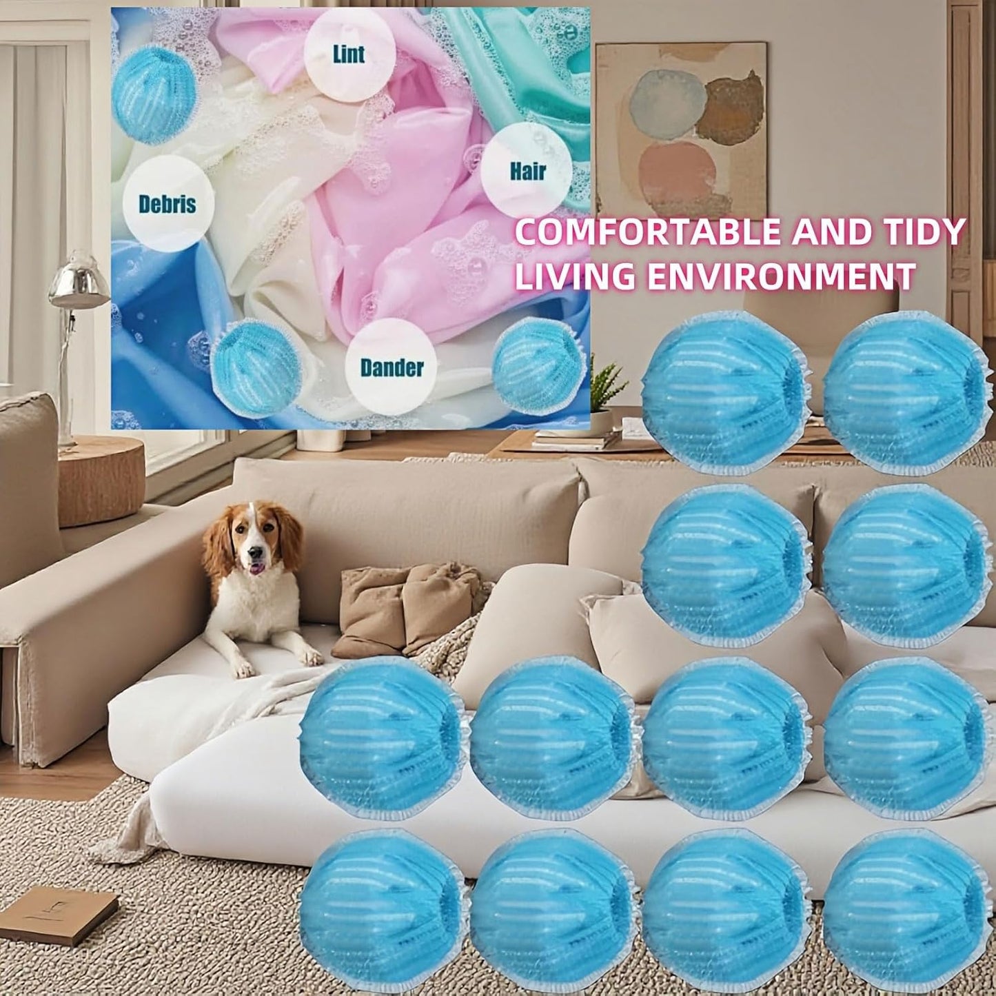 12 PCS Pet Hair Remover for Laundry & Dryer, Reusable Laundry Lint Catcher, Dog Hair Remover Tool