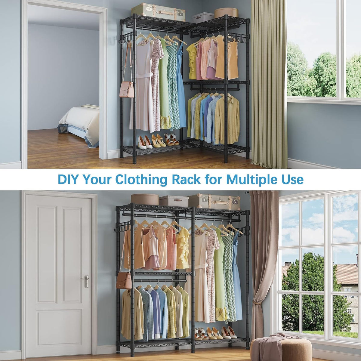 VIPEK L4 Garment Rack L Shaped Clothes Rack for Corner, Freestanding Portable Wardrobe Closet Heavy