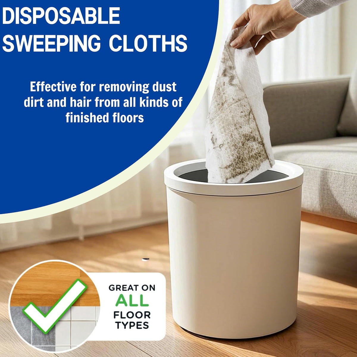 Dry Sweeping Cloths Disposable Mop Refills Floor Dust Mop Pad, Floor Cloth Refills for Swiffer