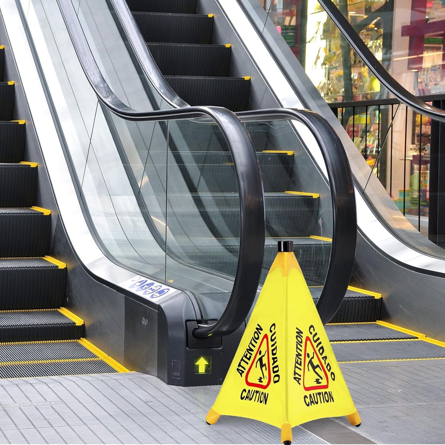 4 Pcs Pop up Wet Floor Sign with Storage Tube 20 Inch Wet Safety Signs Commercial Caution Safety