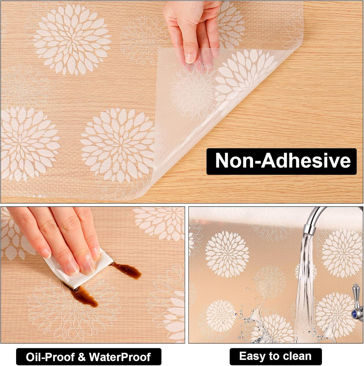 Cooyes Shelf Liners for Kitchen Cabinets Waterproof & Oil-Proof Kitchen Cupboard Mats Non-Slip