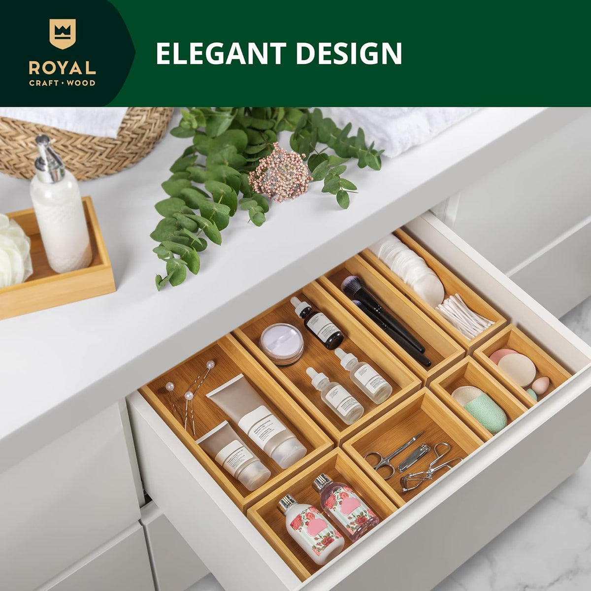 ROYAL CRAFT WOOD Bamboo Jewelry Organizer Box & Chests Set - Versatile Storage Solution for Makeup