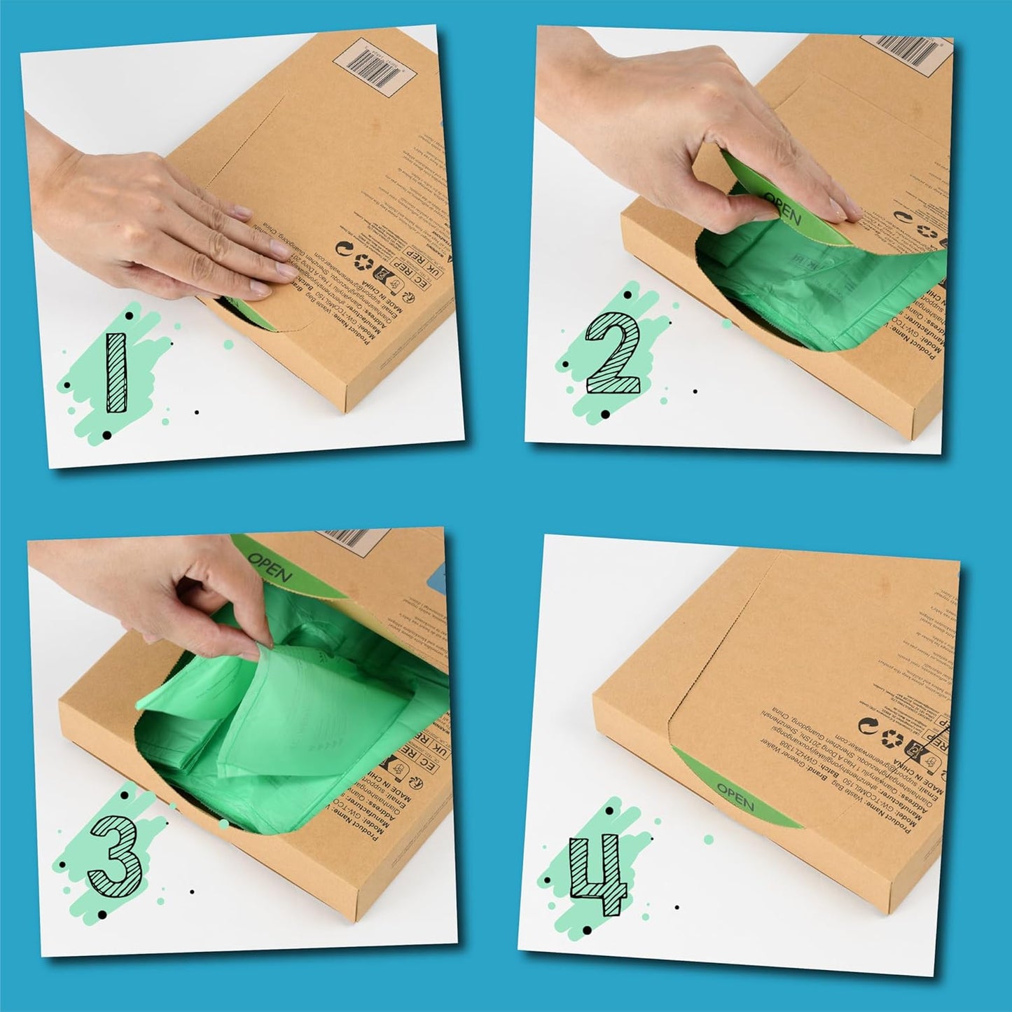 GREENER WALKER 100% Compostable Trash Bags with Tie Handles, 1.6 Gallon-150Bags, Food Scrap Kitchen