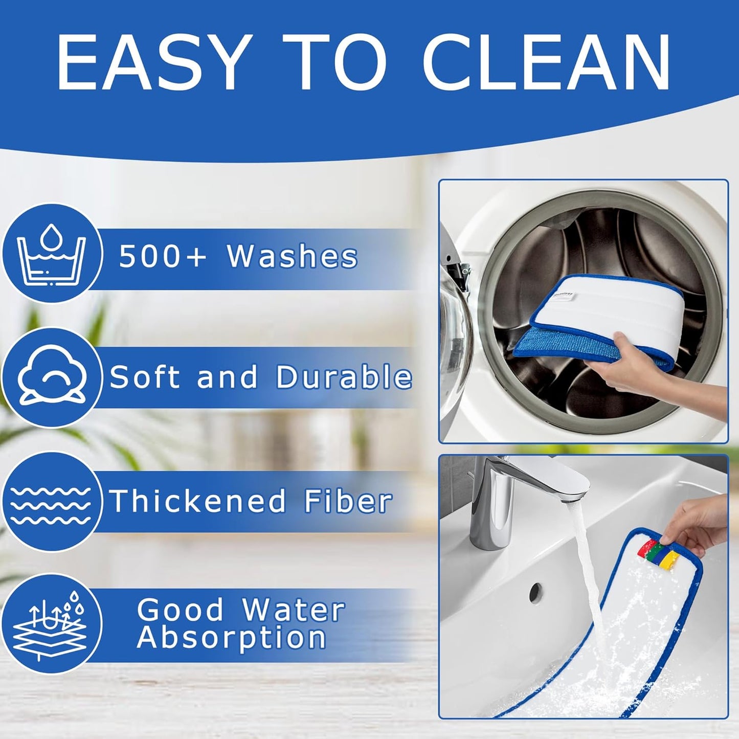 12 Pack Replacement Microfiber Pad - Thick - Universal Commercial 17-18 Inch Mop Head- Heavy Duty