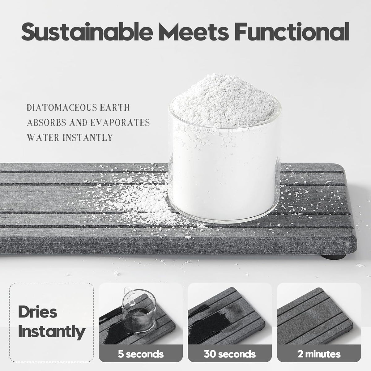 2PCS Diatomite Quick Stone Drying Tray Mat For Bathroom & Kitchen Counter, Instant Dry Water