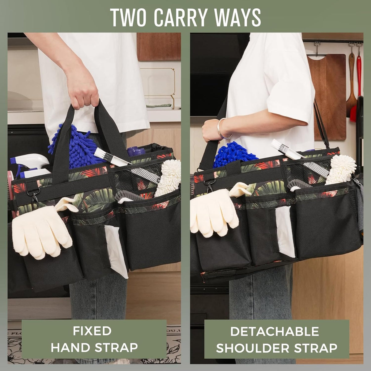 Wearable Cleaning Caddy, Cleaning Caddy Supplies Organizer with Handle & Shoulder Straps for