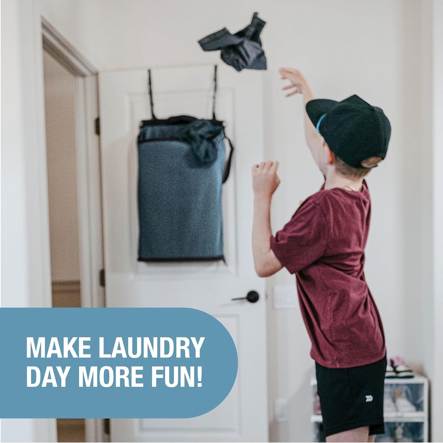 CleverMade Convertible Laundry Hamper Bag - Ocean Dark Charcoal holds 21.5L / 20 lbs 1 Compartment