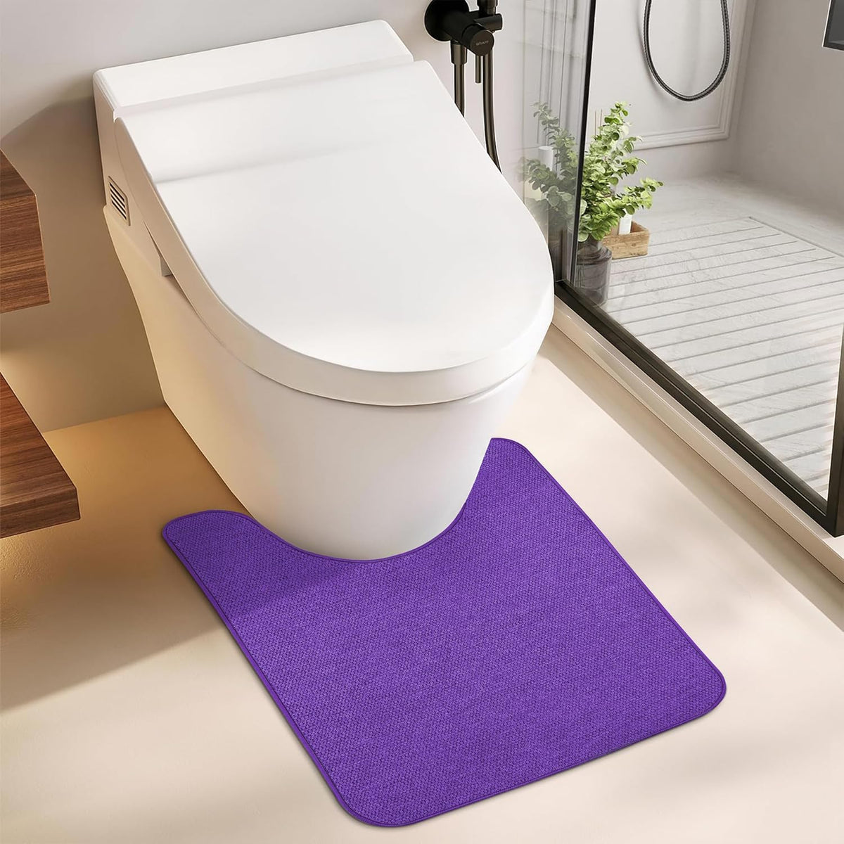 Toilet Rugs U Shaped Bathroom Rug,Machine Washable Non Slip Quick Dry Super Absorbent Ultra Thin