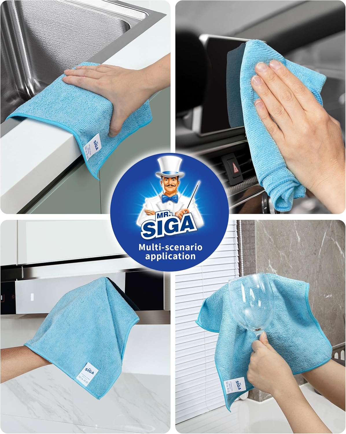 MR.SIGA Microfiber Cleaning Cloth, All-Purpose Microfiber Towels, Streak Free Cleaning Rags, Pack