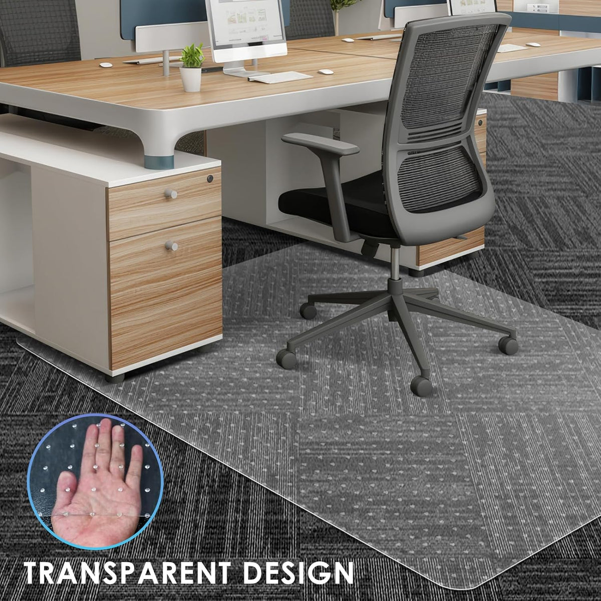 Vicwe Office Chair Mat for Carpeted Floors, 48"X36" Rectangle Desk Chair Mats with Studs for Low