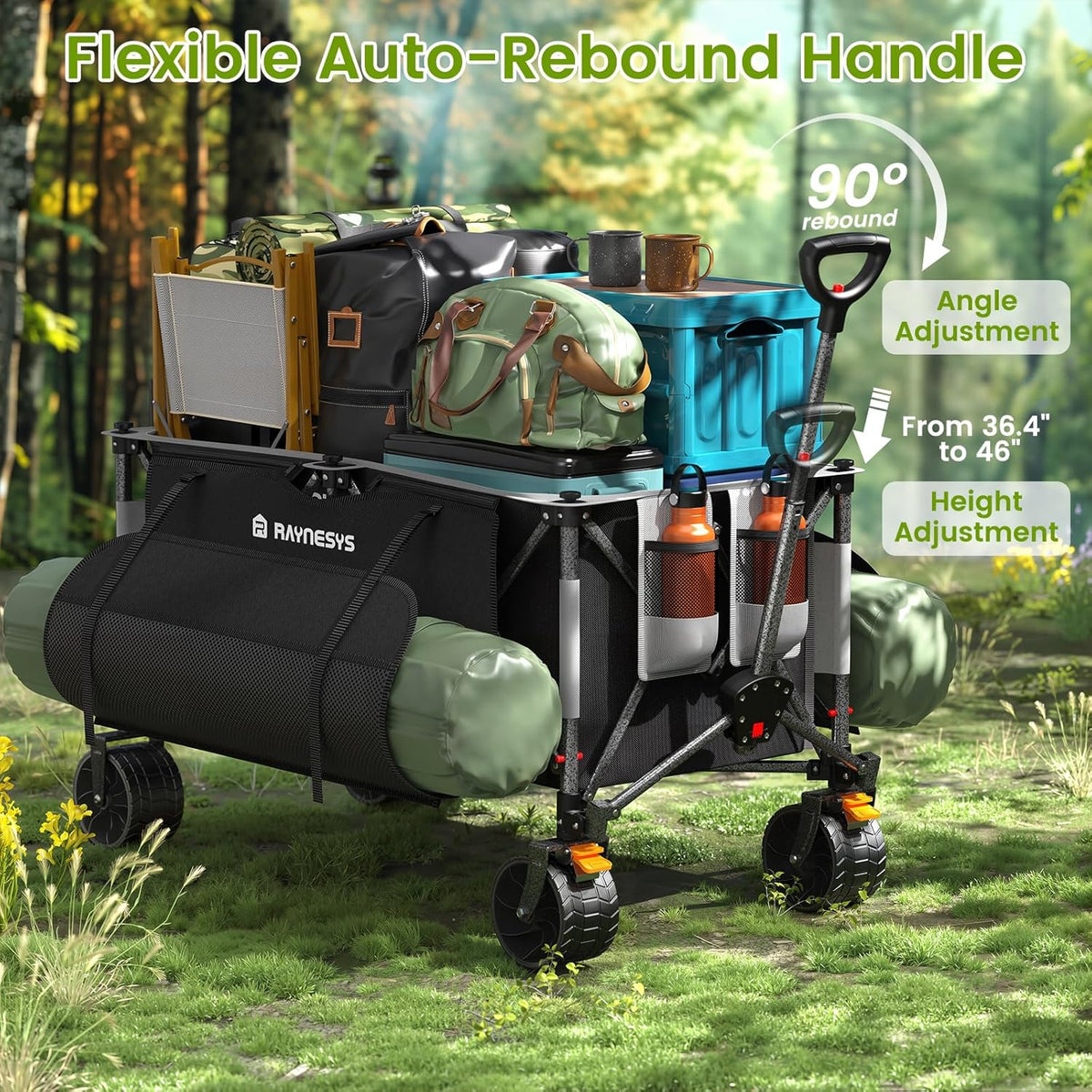300L Collapsible Wagons Cart with Wheels Foldable, 440lbs Heavy Duty Folding Wagon, Upgraded