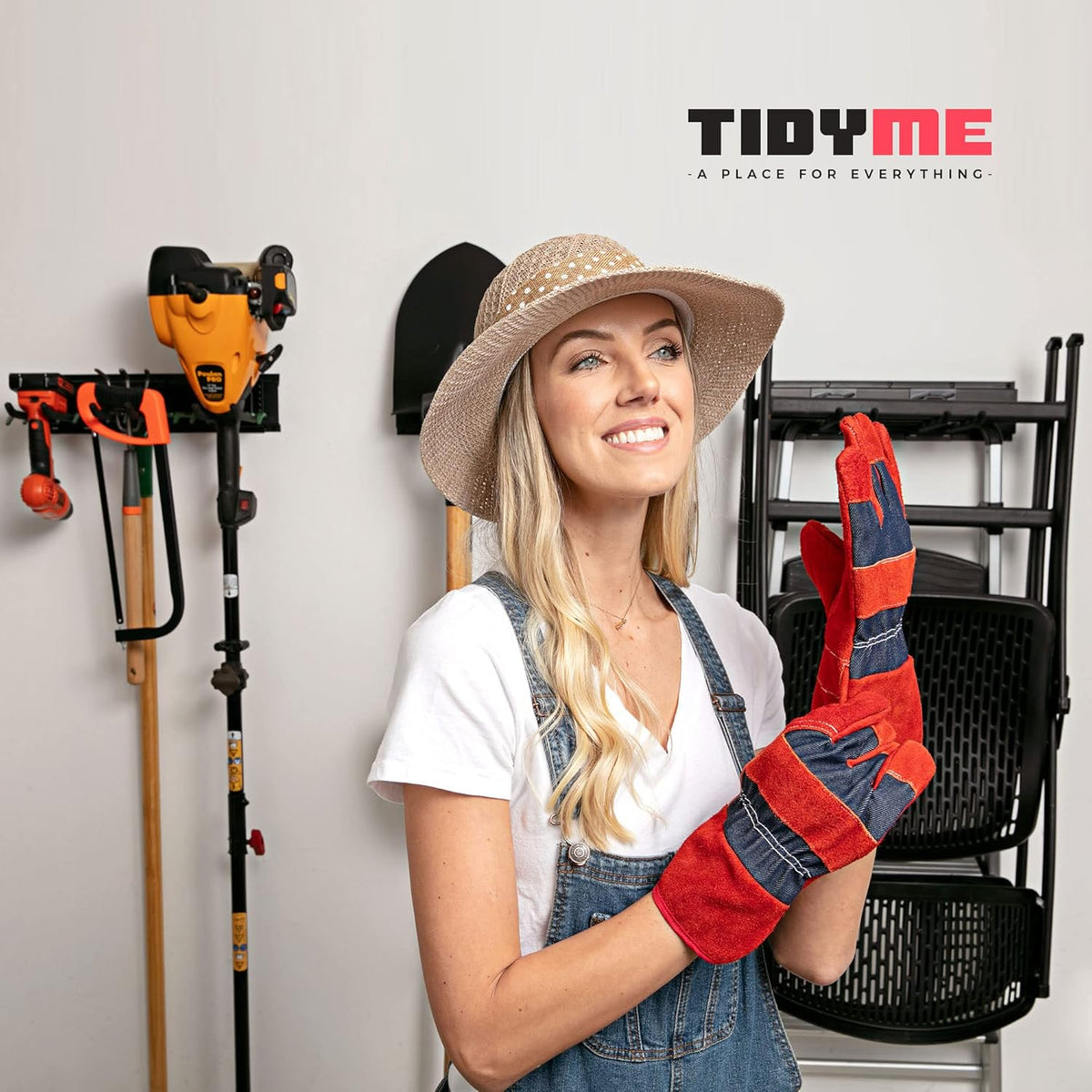 Garage Wall Organizer | 48" Heavy-Duty Tool Storage Rack | Adjustable Double-Layer Hooks | 300 lbs
