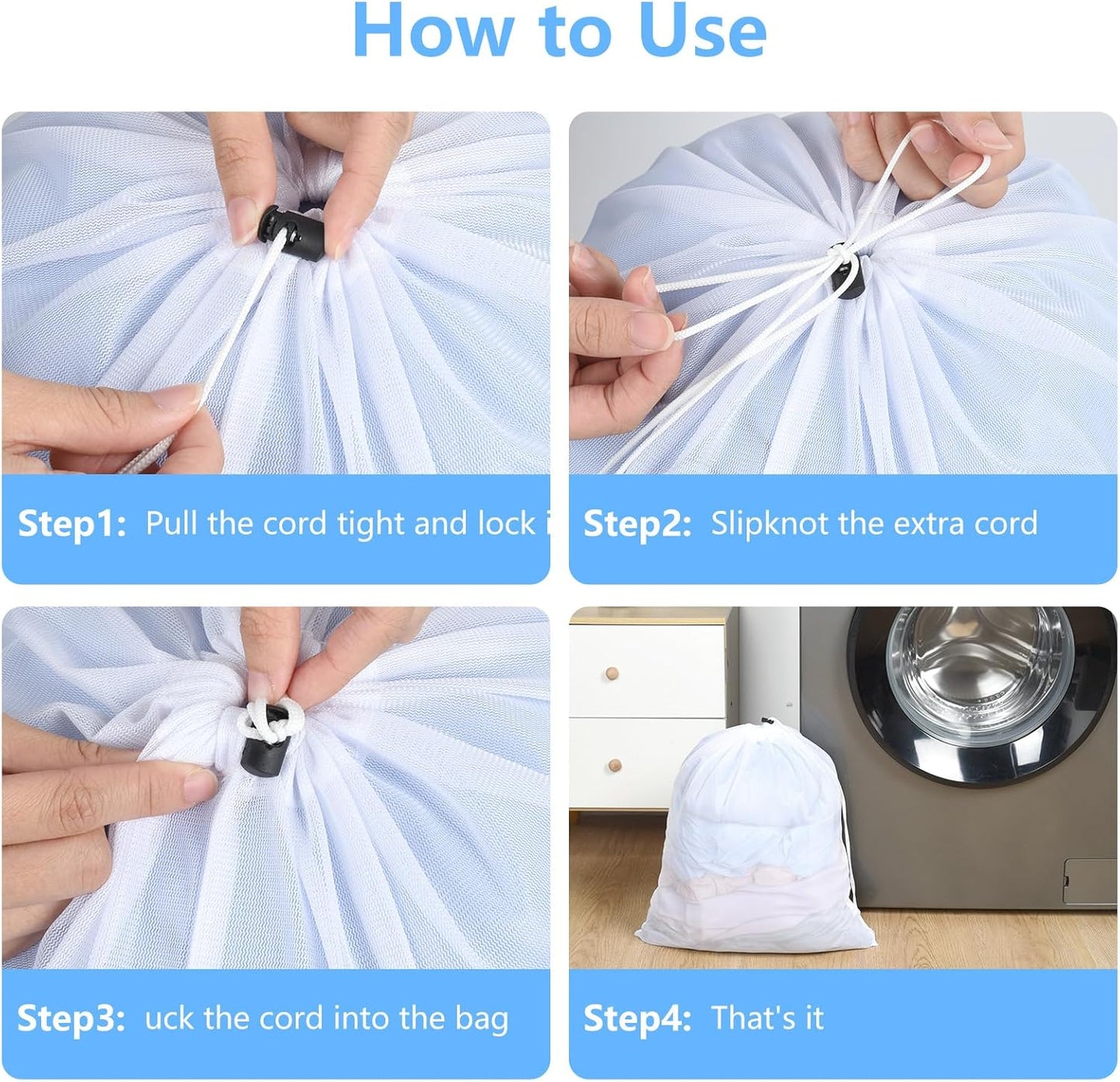 OTraki 16 x20 Inch Small Laundry Bags 2PCS Fine Mesh Washing Bag Drawstring Dirty Clothes Machine