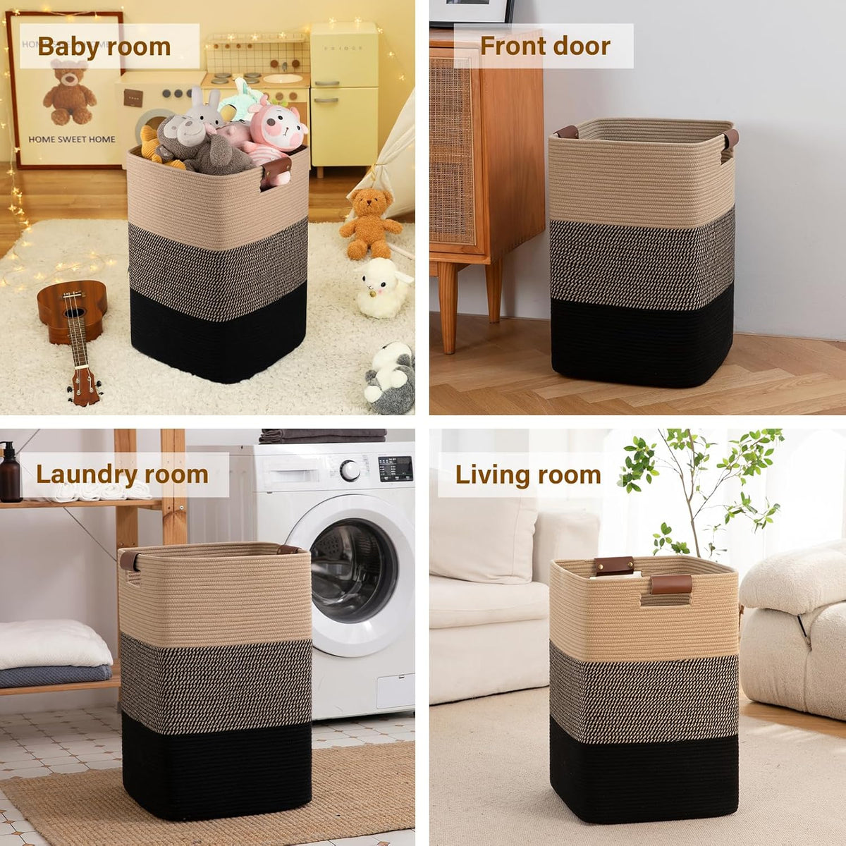 Laundry Hamper 96L Extra Large Laundry Basket, Woven Blanket Basket, Cotton Woven Storage Hamper