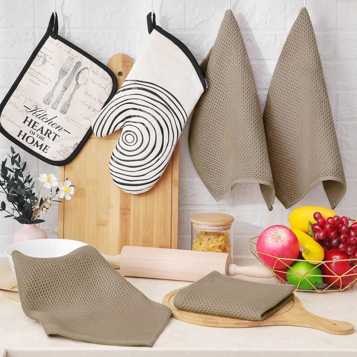 Homaxy 100% Cotton Waffle Weave Kitchen Dish Cloths, Ultra Soft Absorbent Quick Drying Dish Towels