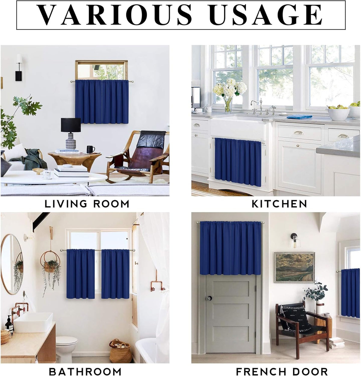 RYB HOME Bathroom Window Curtains - Super Soft Blackout Privacy Curtains for Baby Nursery Bedroom