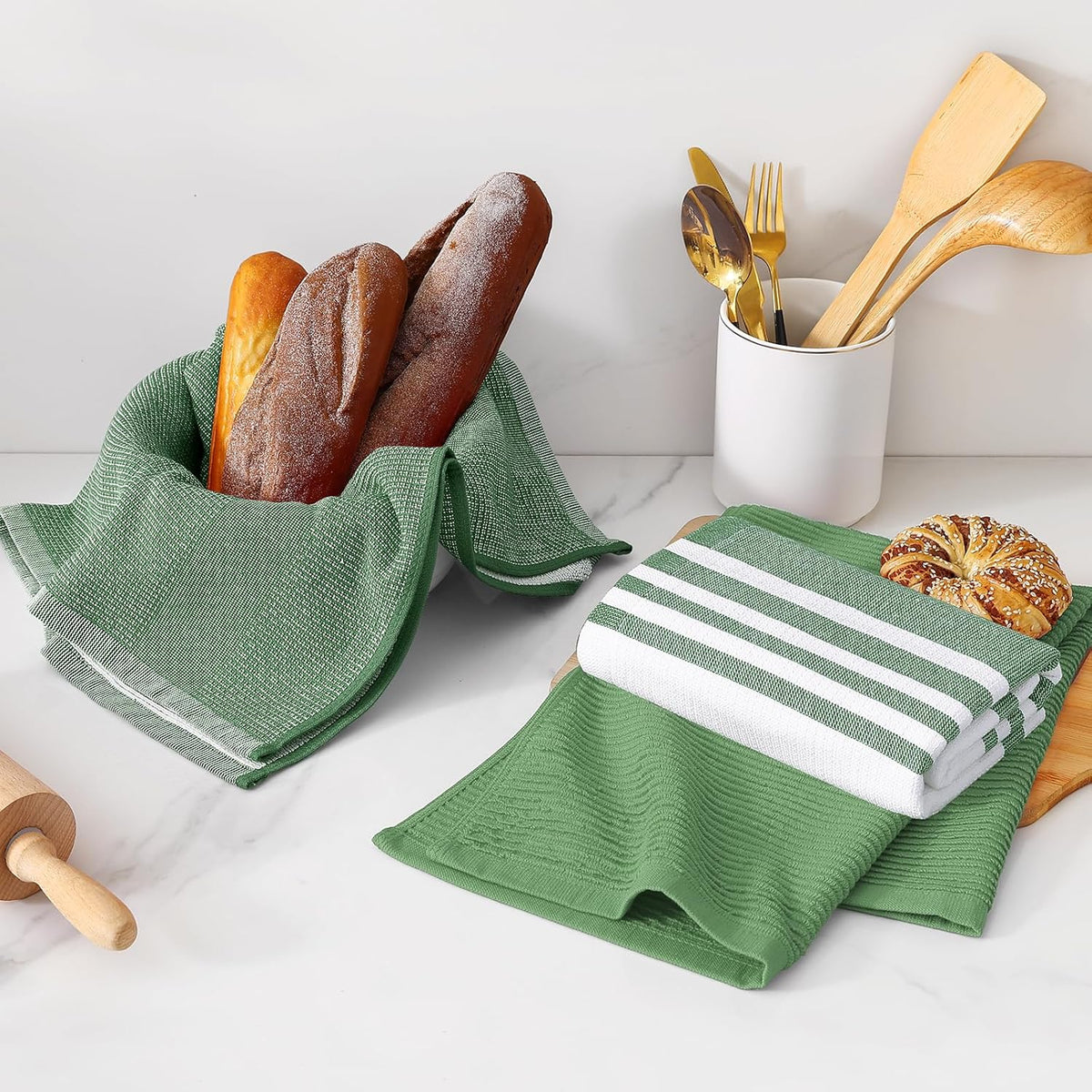 Homaxy Premium Kitchen Towels(18”x 28”, 9 Pack), Large Cotton 380 GSM Kitchen Hand Towels, Soft and
