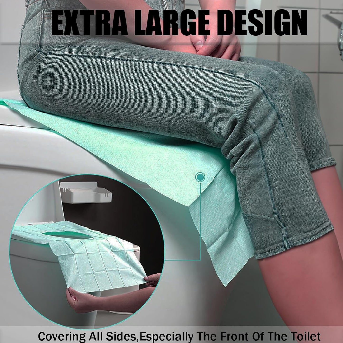 50 Pack Toilet Seat Covers Disposable 16x24 Inch XL Portable Toilet Liners Travel Seat Cover for